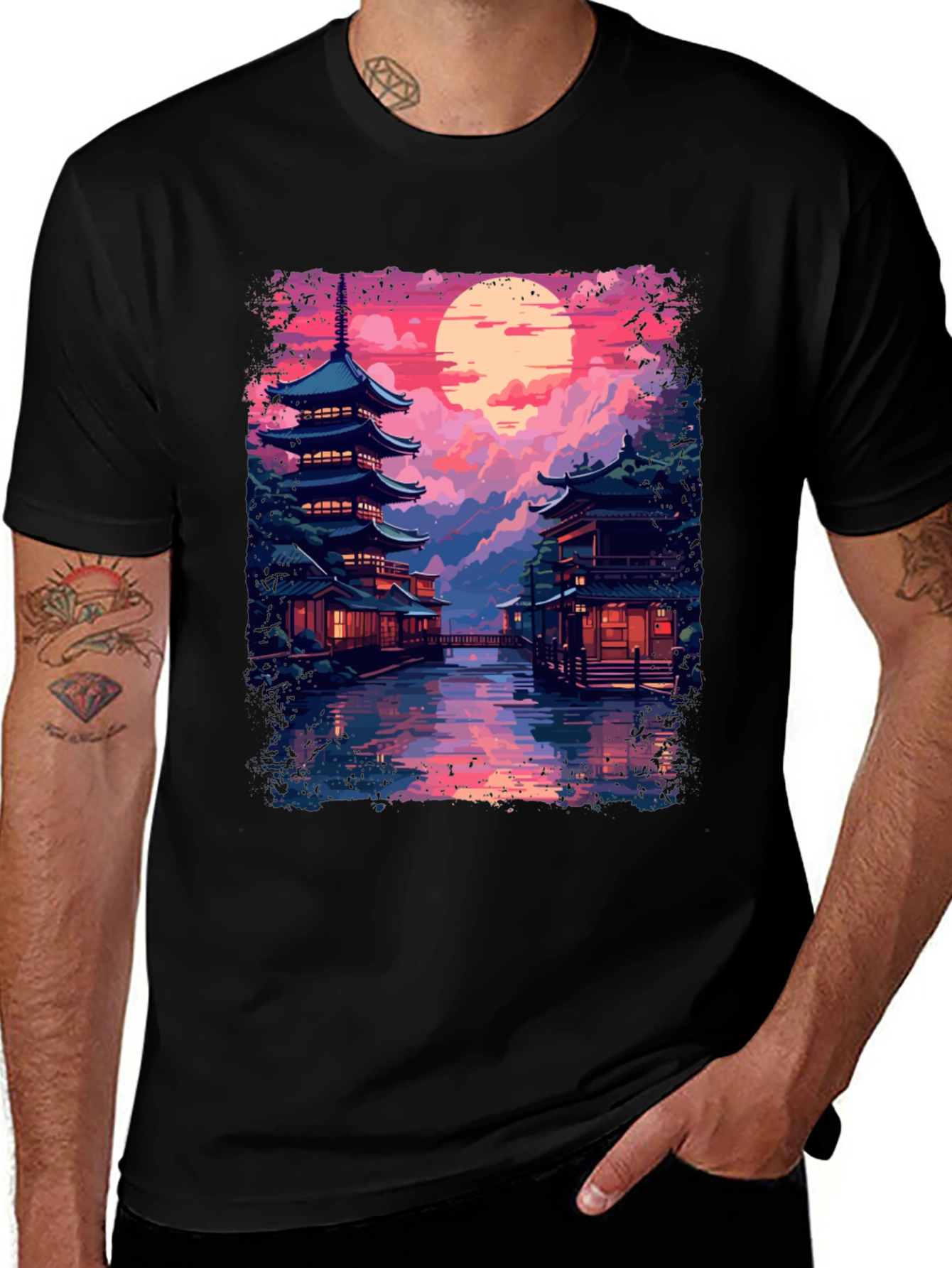 Japanese Sunset Temple T-Shirt