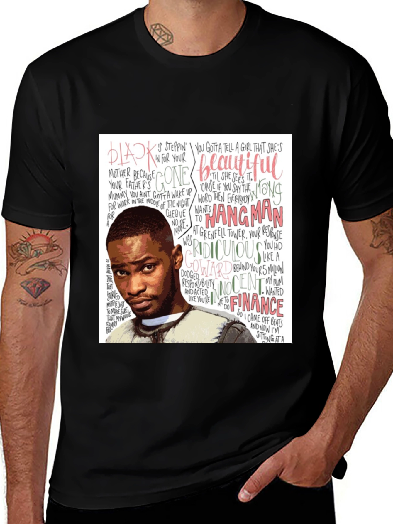 Dave Lyrics Graphic T-Shirt - Black Cotton Tee