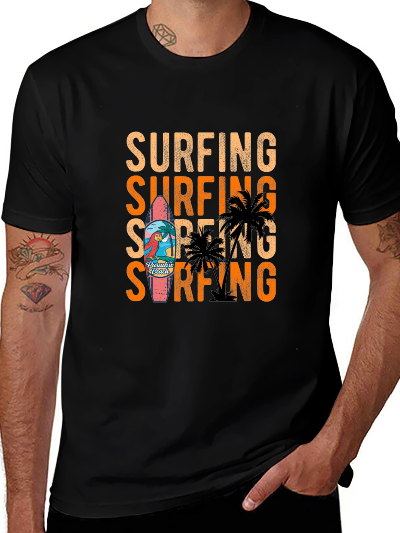 Surfing Paradise Beach T-Shirt - Retro Graphic Tee