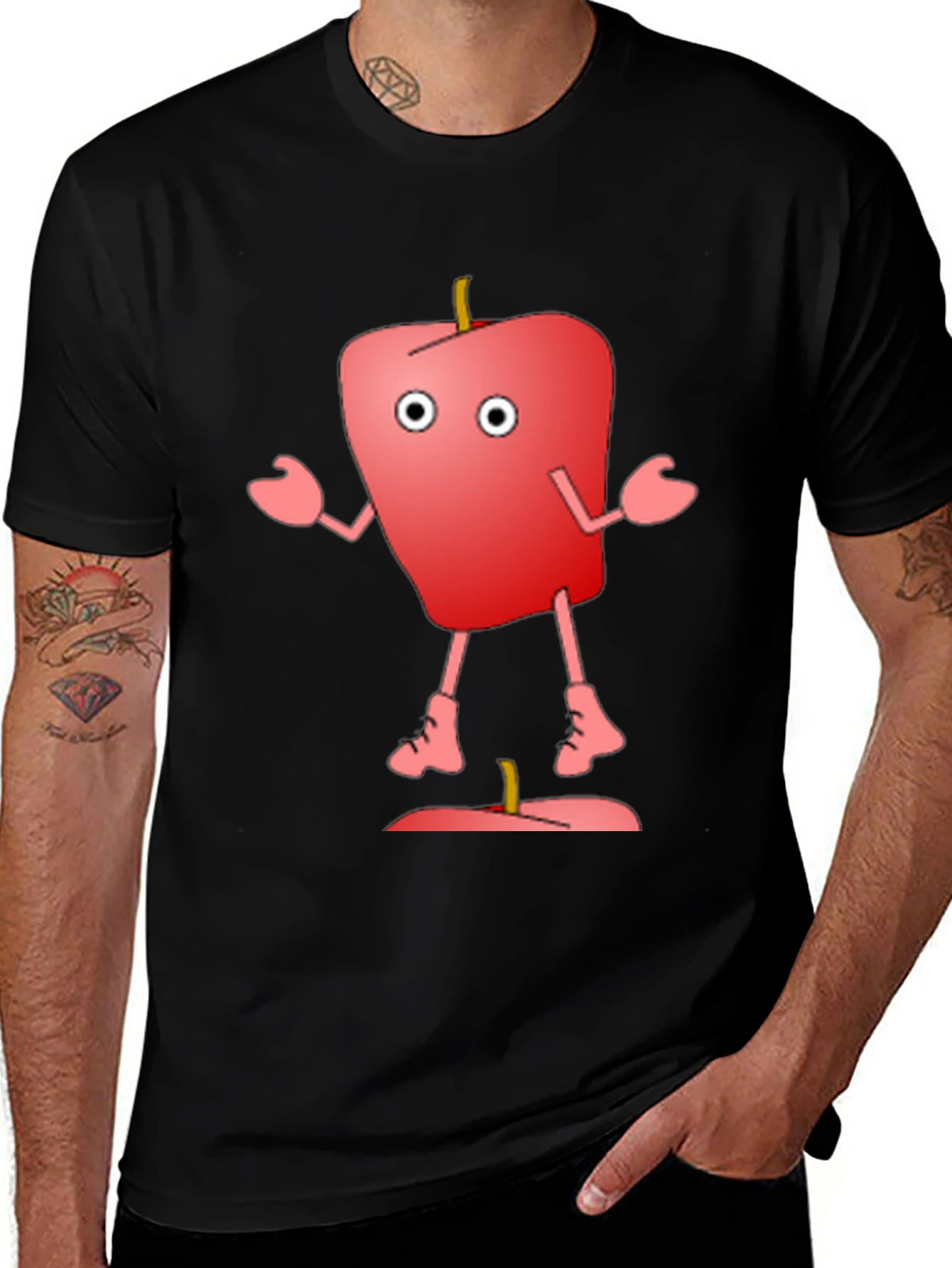 Variant 16 of Cartoon Apple Graphic T-Shirt - Funny Fruit Tee
