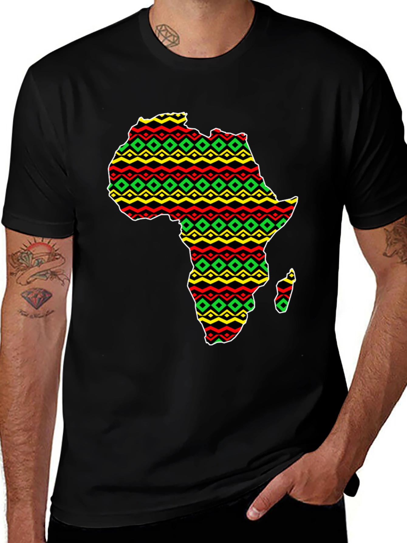 Africa Map Patterned T-Shirt