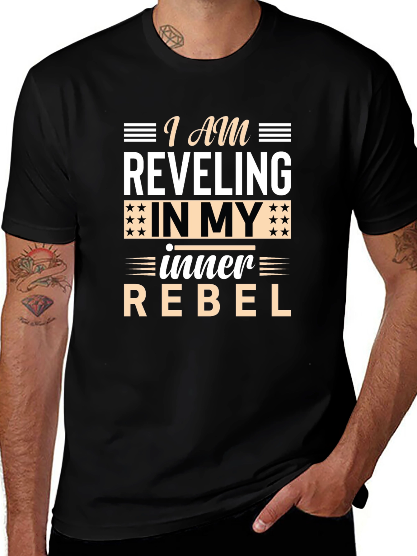 Variant 8 of Inner Rebel T-Shirt - Black Crew Neck Tee