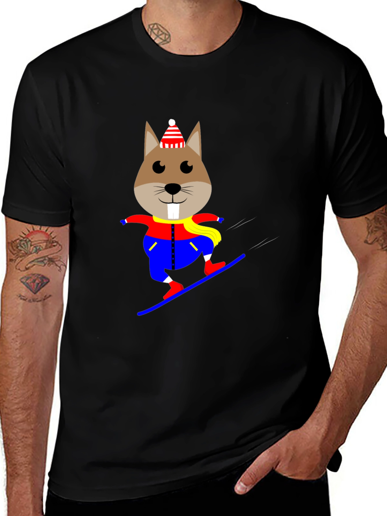 Variant 24 of Skiing Squirrel Graphic Tee