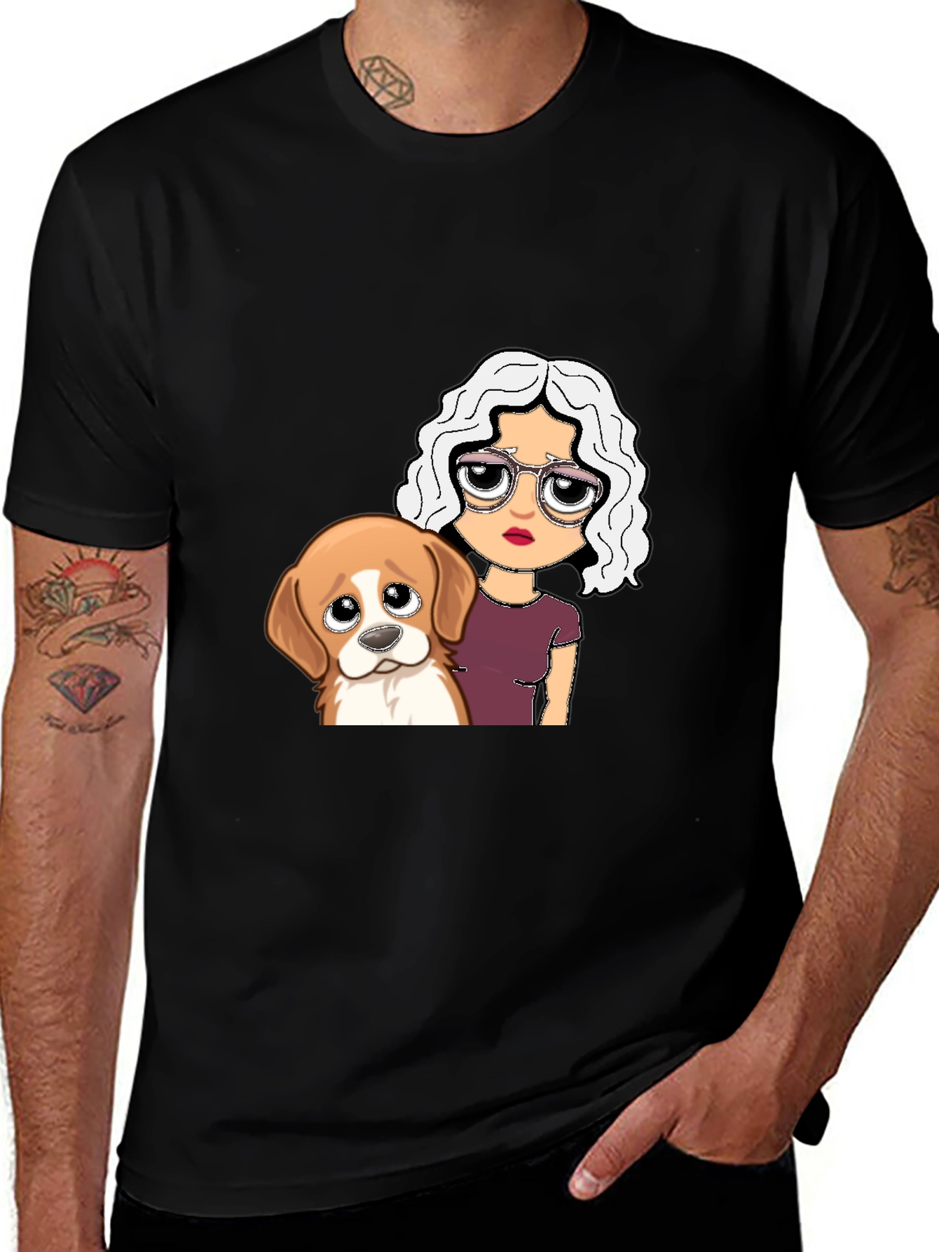 Variant 18 of Dog & Girl Graphic Tee - Black Unisex T-Shirt