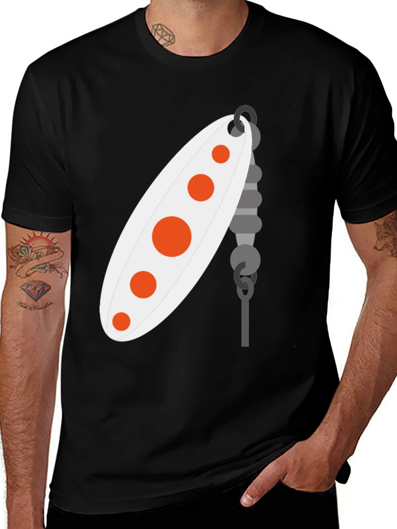 Variant 9 of Fishing Lure Graphic Tee - Black Cotton T-Shirt