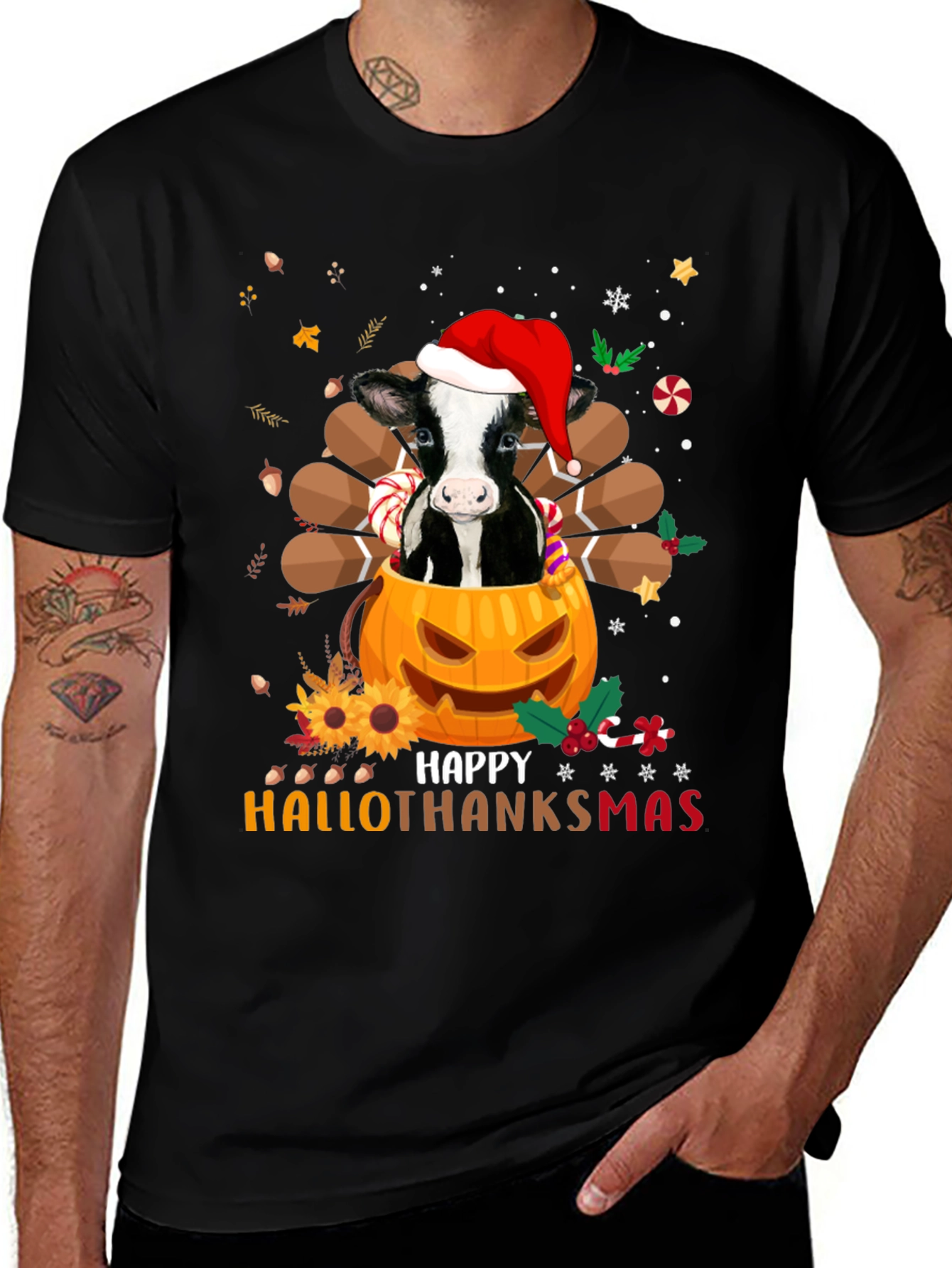 Variant 19 of Happy Hallothanksmas Cow T-Shirt