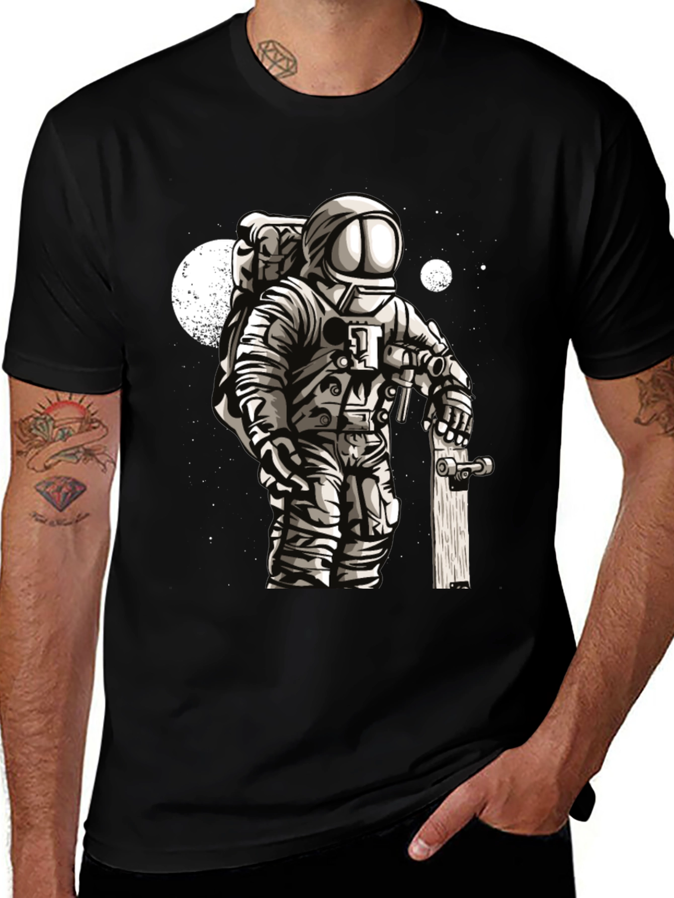 Variant 13 of Astronaut Skateboarder Graphic Tee - Cool Space T-Shirt