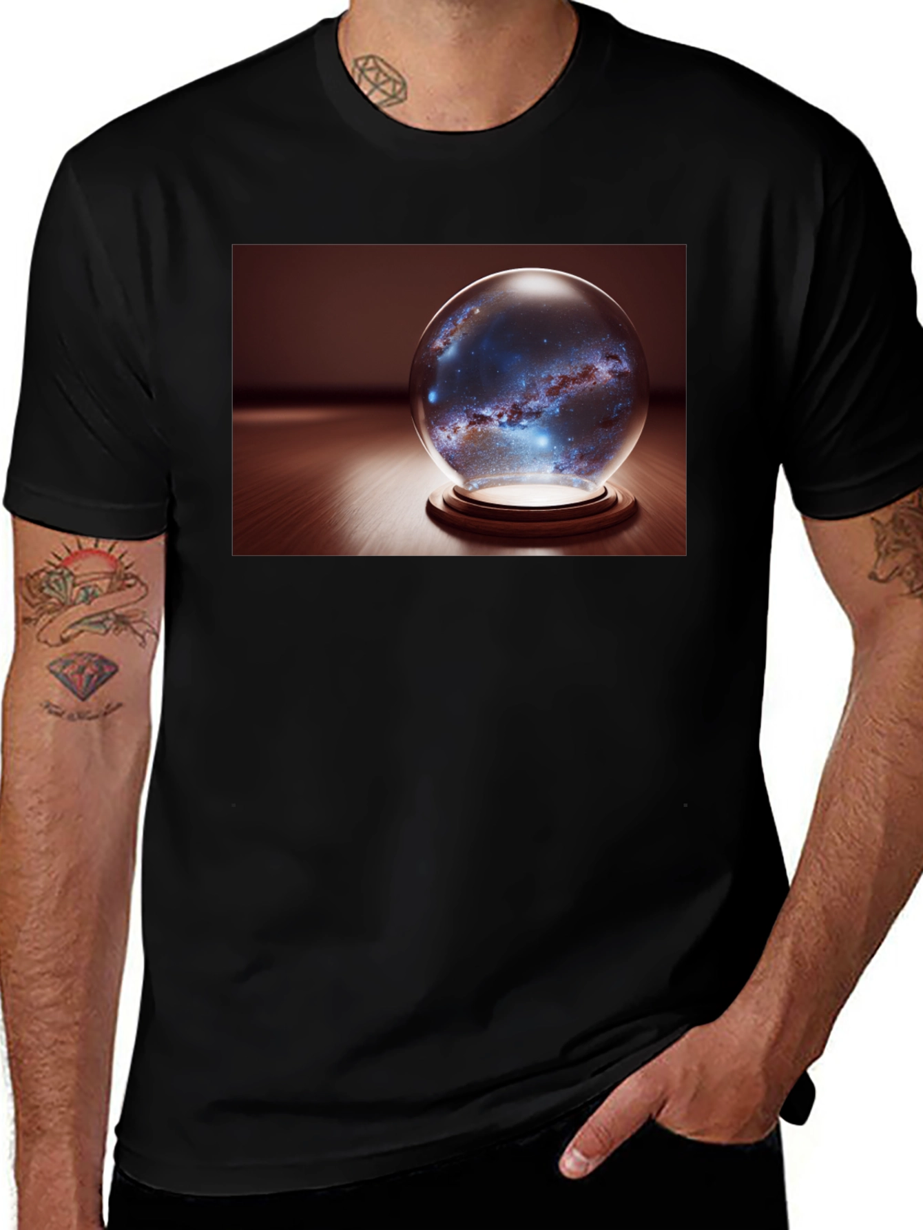Variant 16 of Galaxy Globe Graphic T-Shirt - Stylish Celestial Design