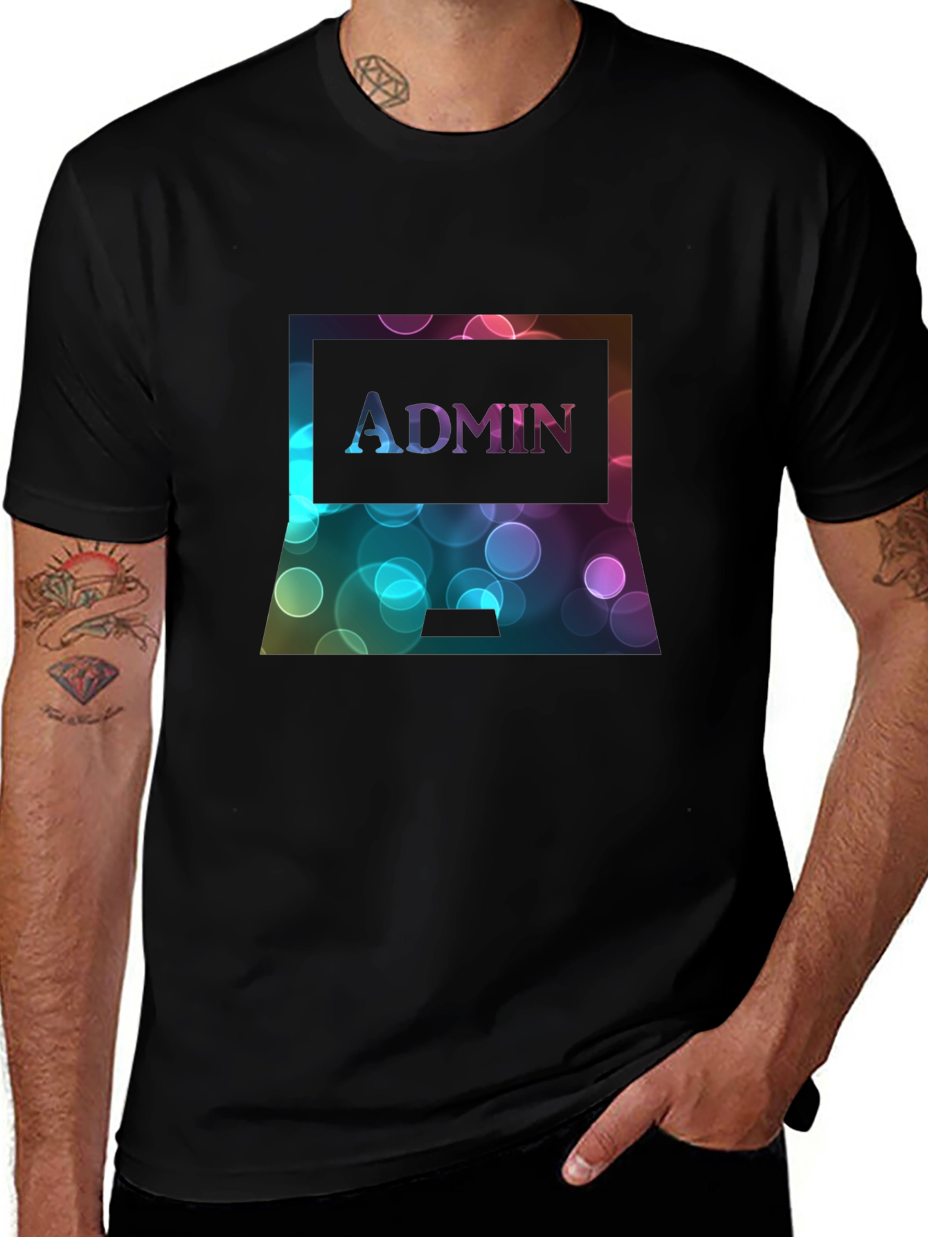 Variant 2 of Admin Laptop Colorful Design T-Shirt