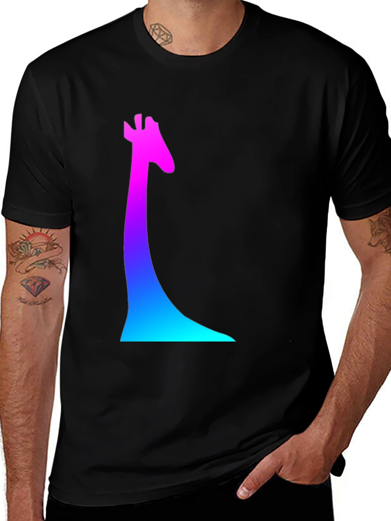 Variant 30 of Gradient Giraffe Graphic Tee - Stylish Men's T-Shirt