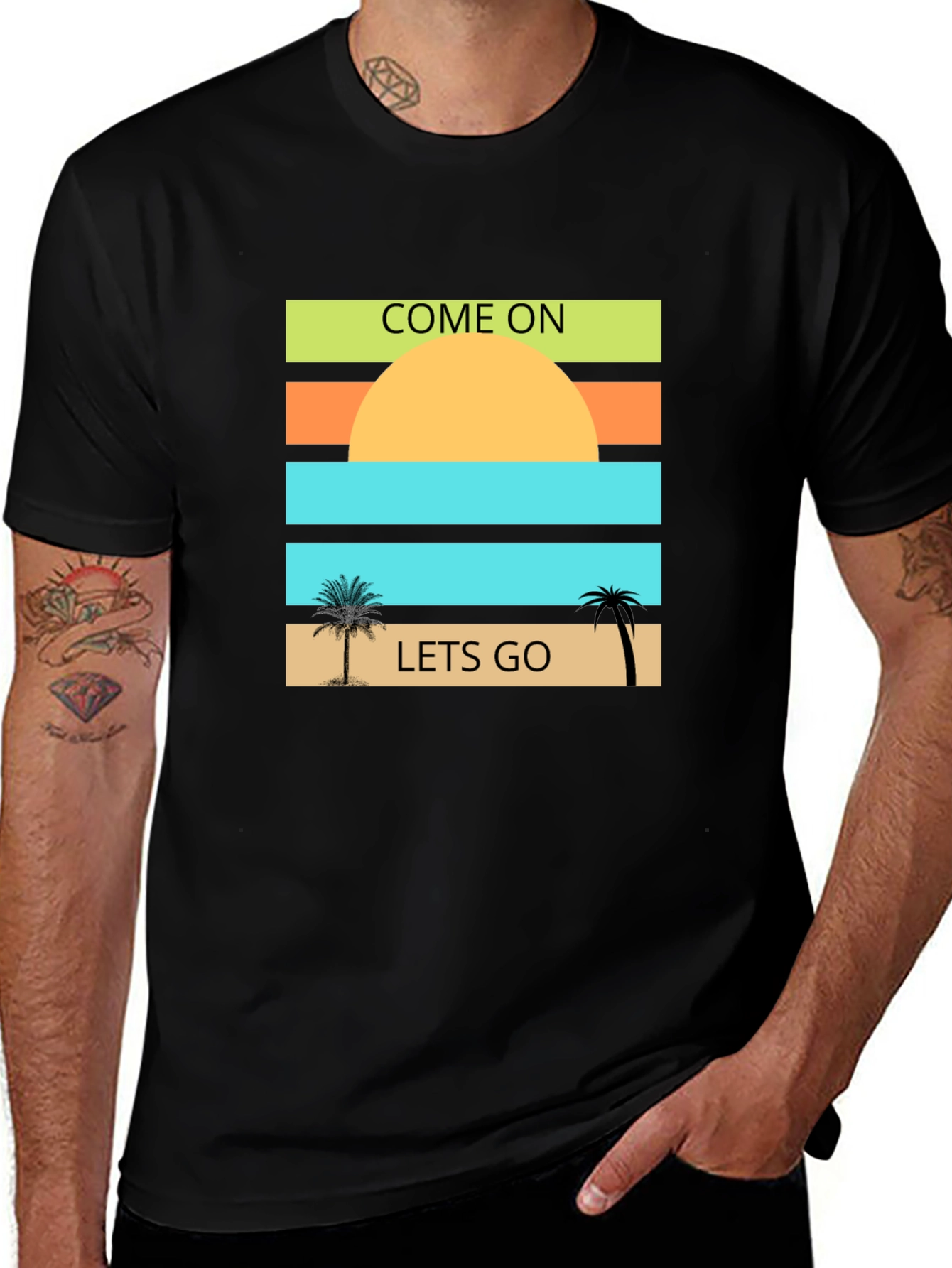Variant 8 of Come On Lets Go T-Shirt: Beach Sunset Design