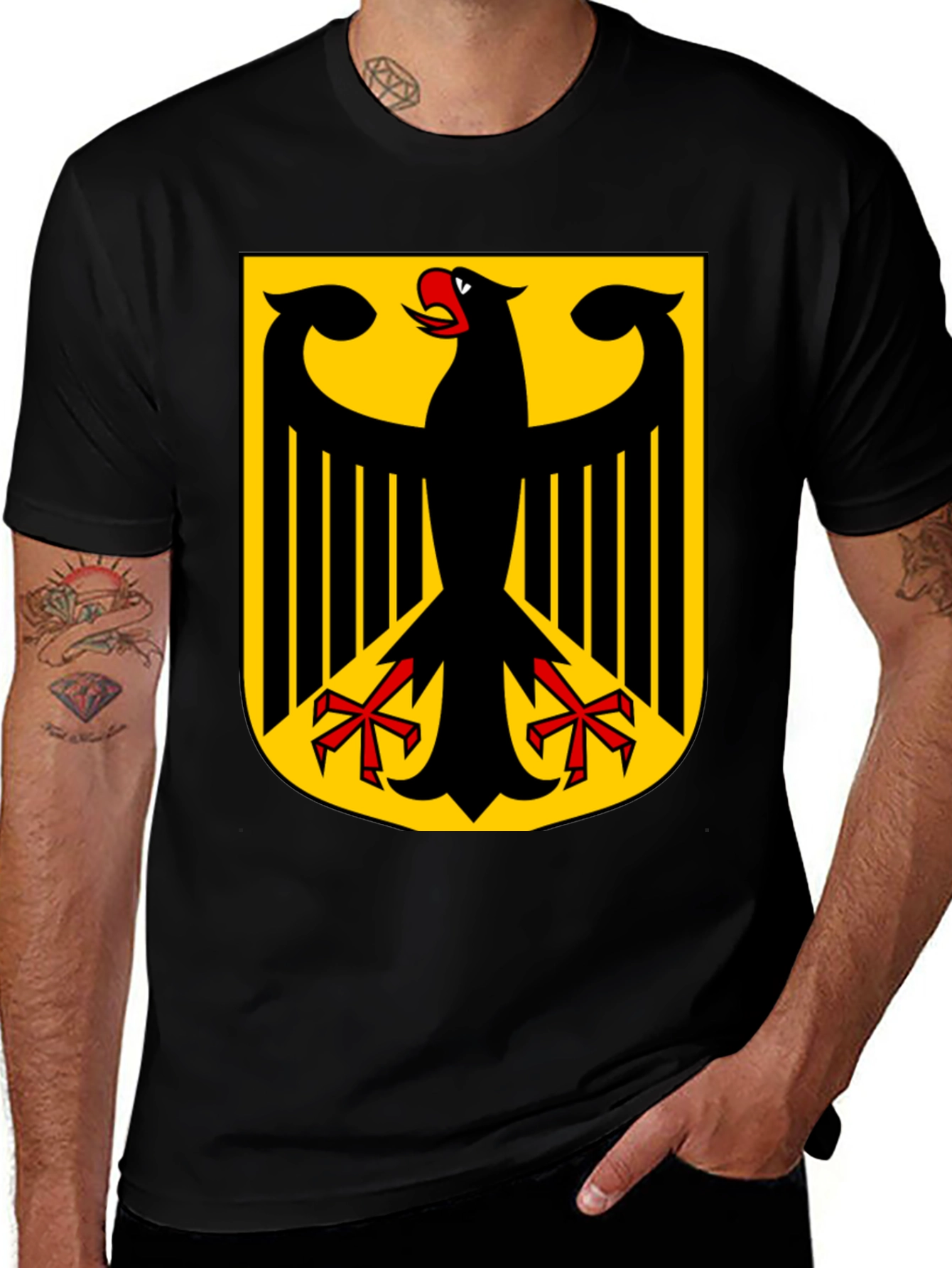 German Eagle Crest Graphic Tee - Black
