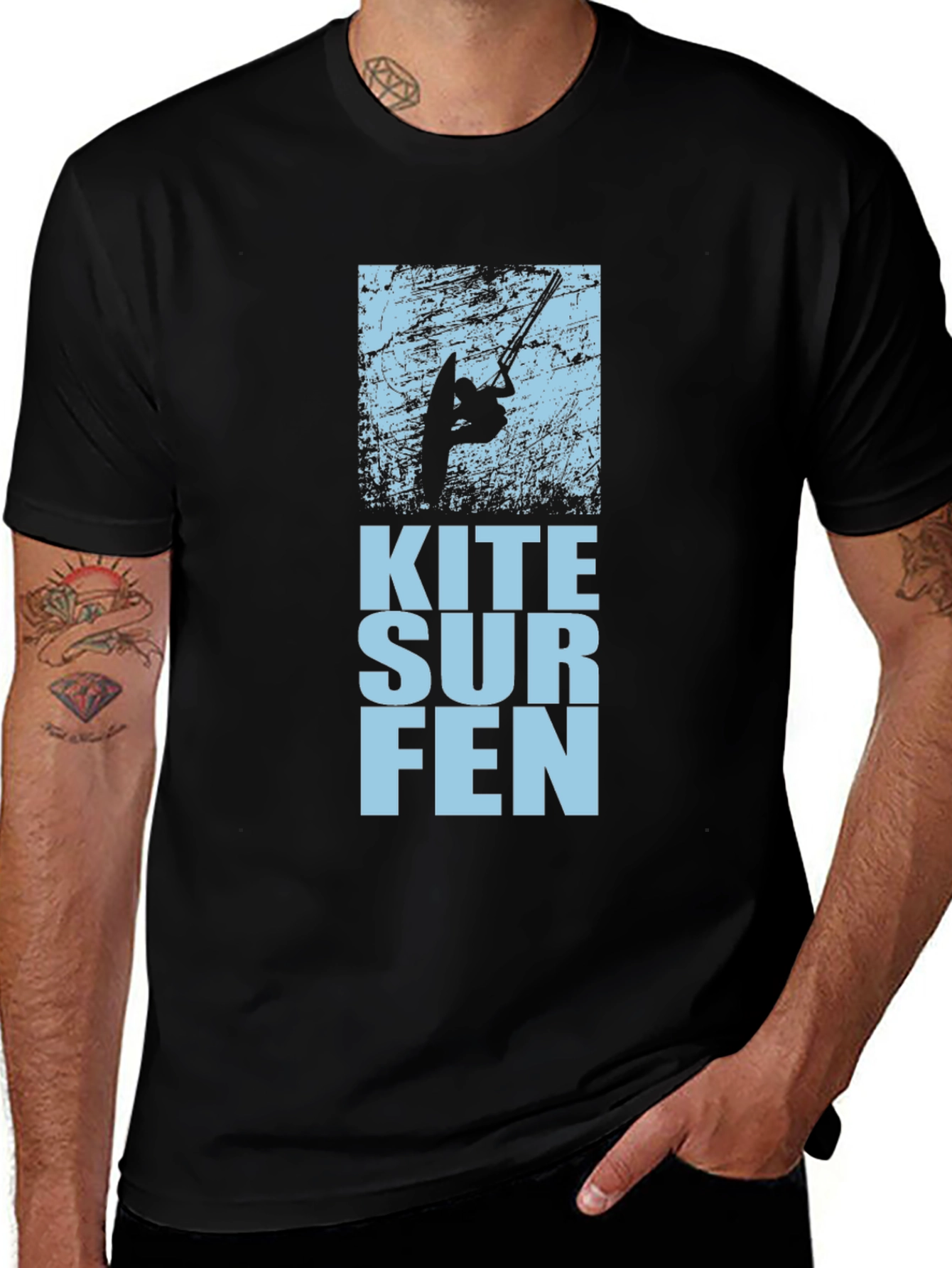 Variant 5 of Kitesurfing Graphic T-Shirt - Stylish Black Tee