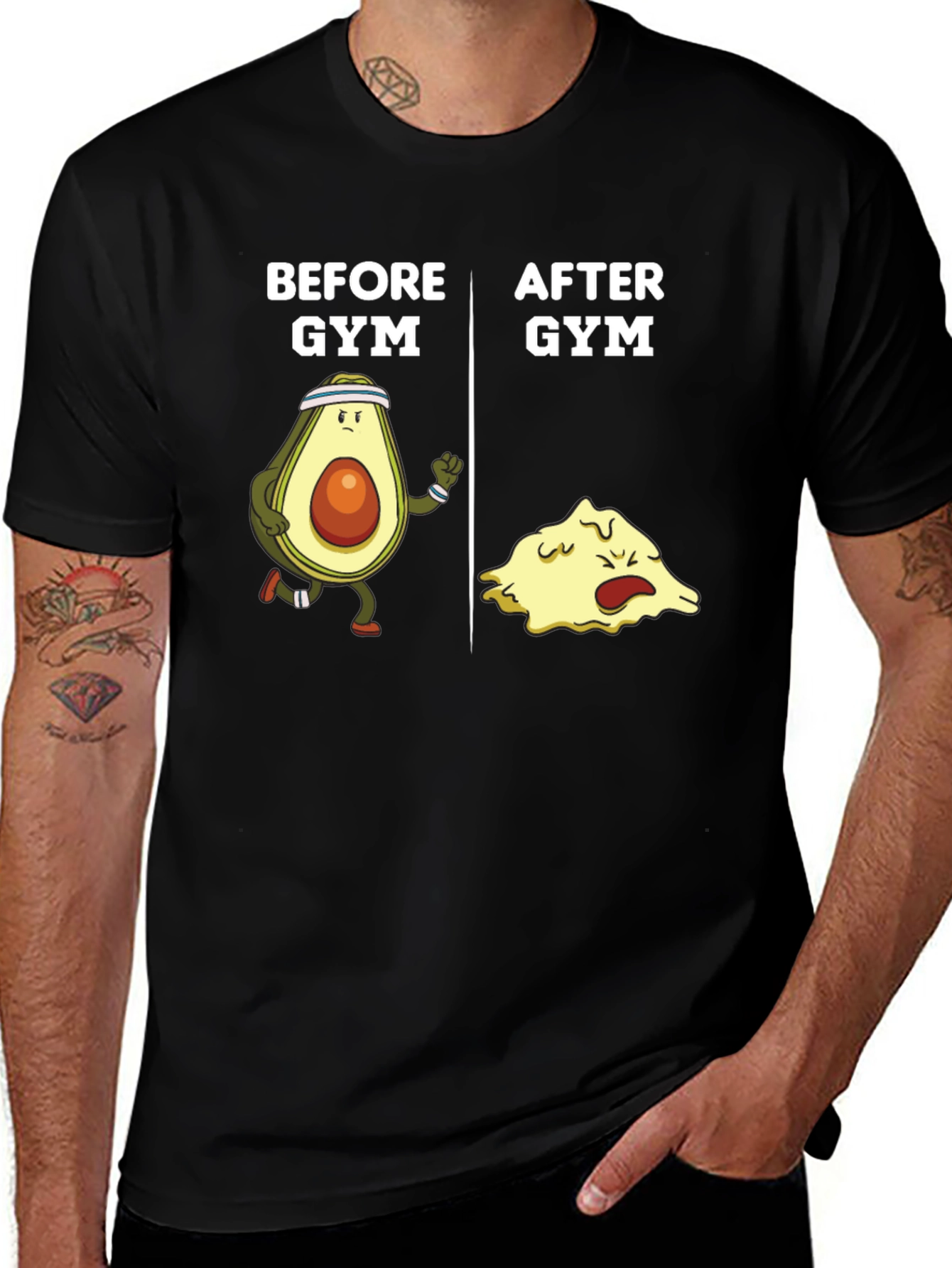 Variant 24 of Funny Gym Avocado Black T-Shirt