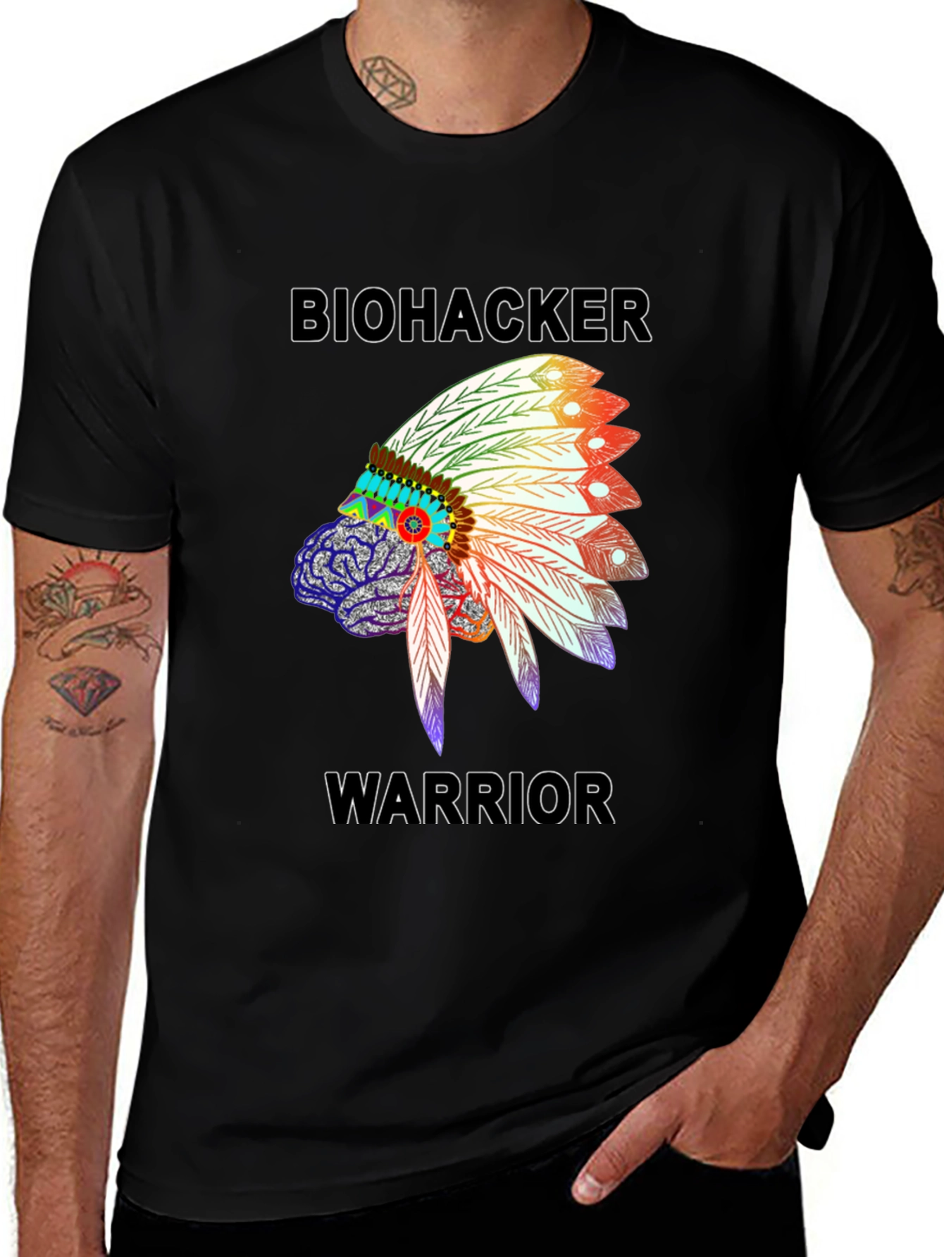 Variant 28 of Biohacker Warrior Graphic T-Shirt - Unique Colorful Design