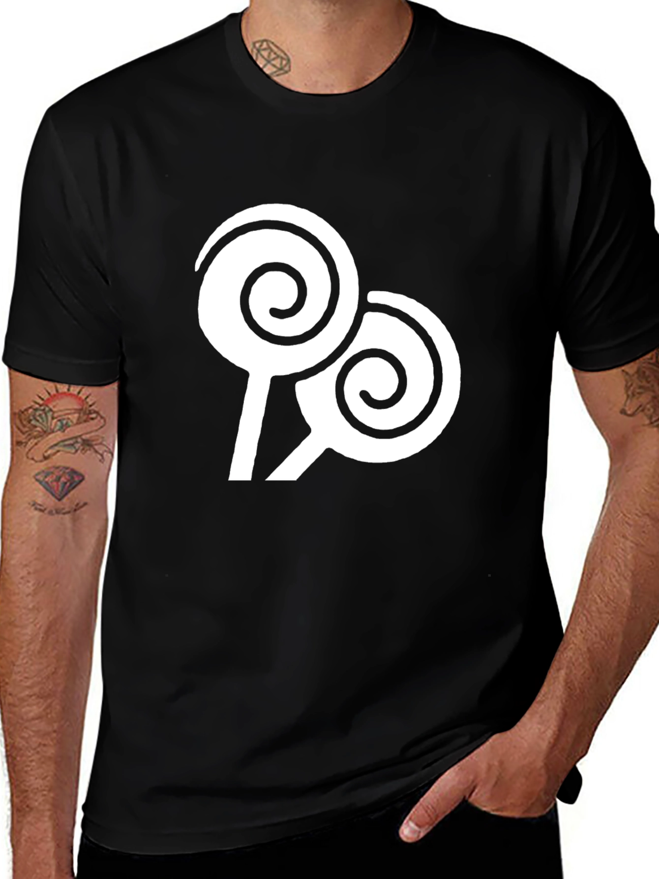 Variant 16 of Swirl Lollipop Graphic Tee - Black Cotton Comfort