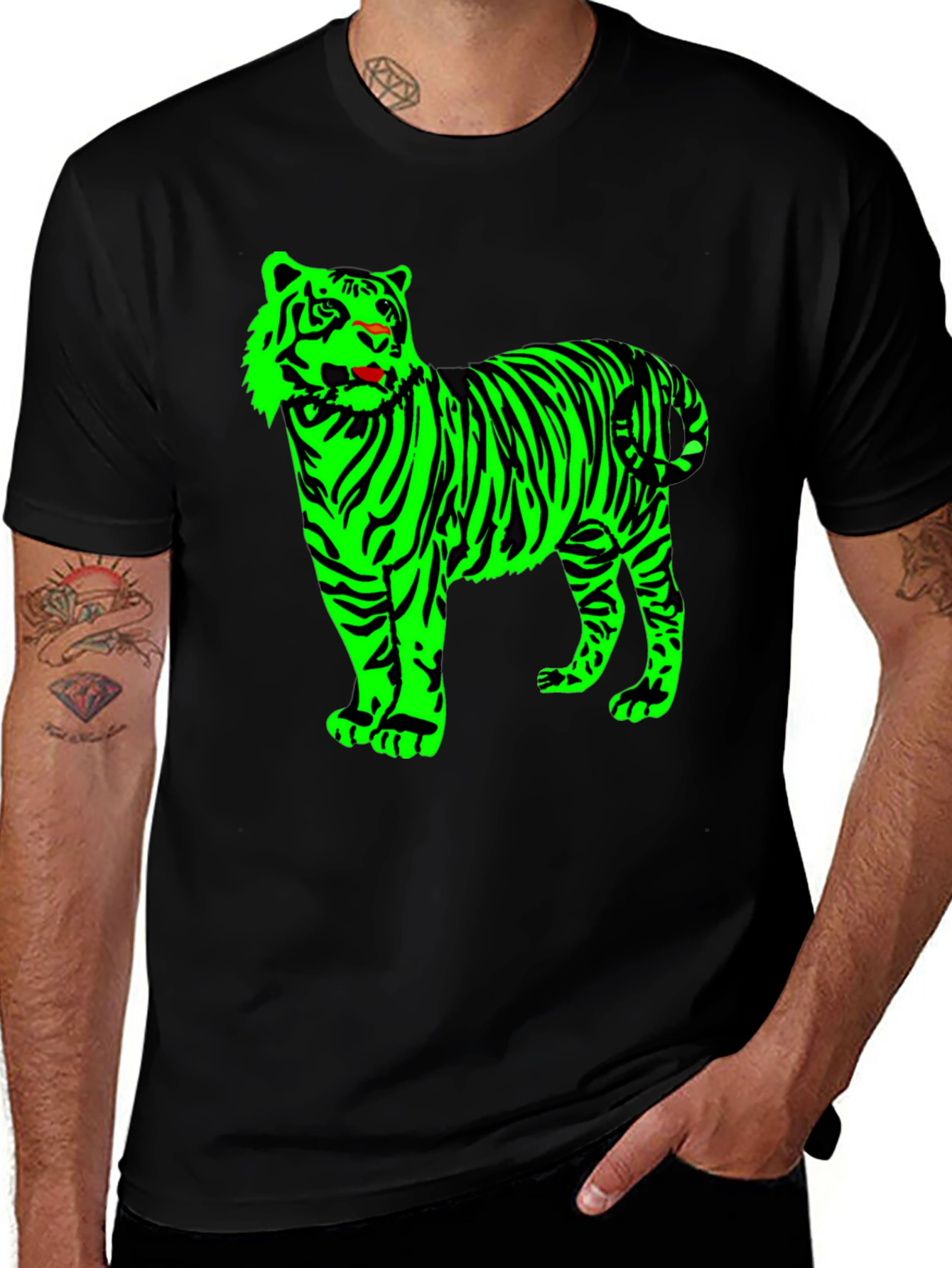 Variant 21 of Green Tiger Graphic Tee - Black T-Shirt