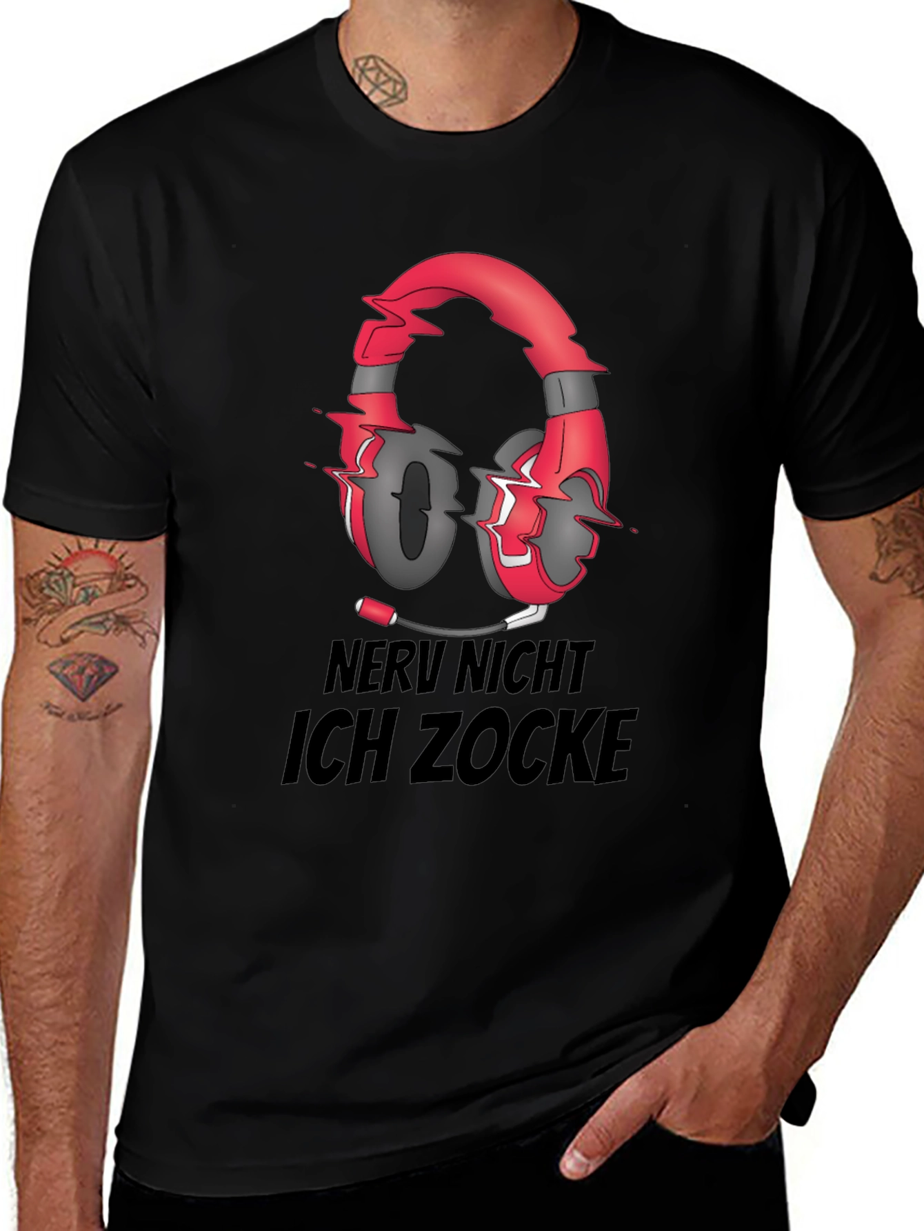 Black Nerv Nicht Ich Zocke T-Shirt Gaming Headset main image