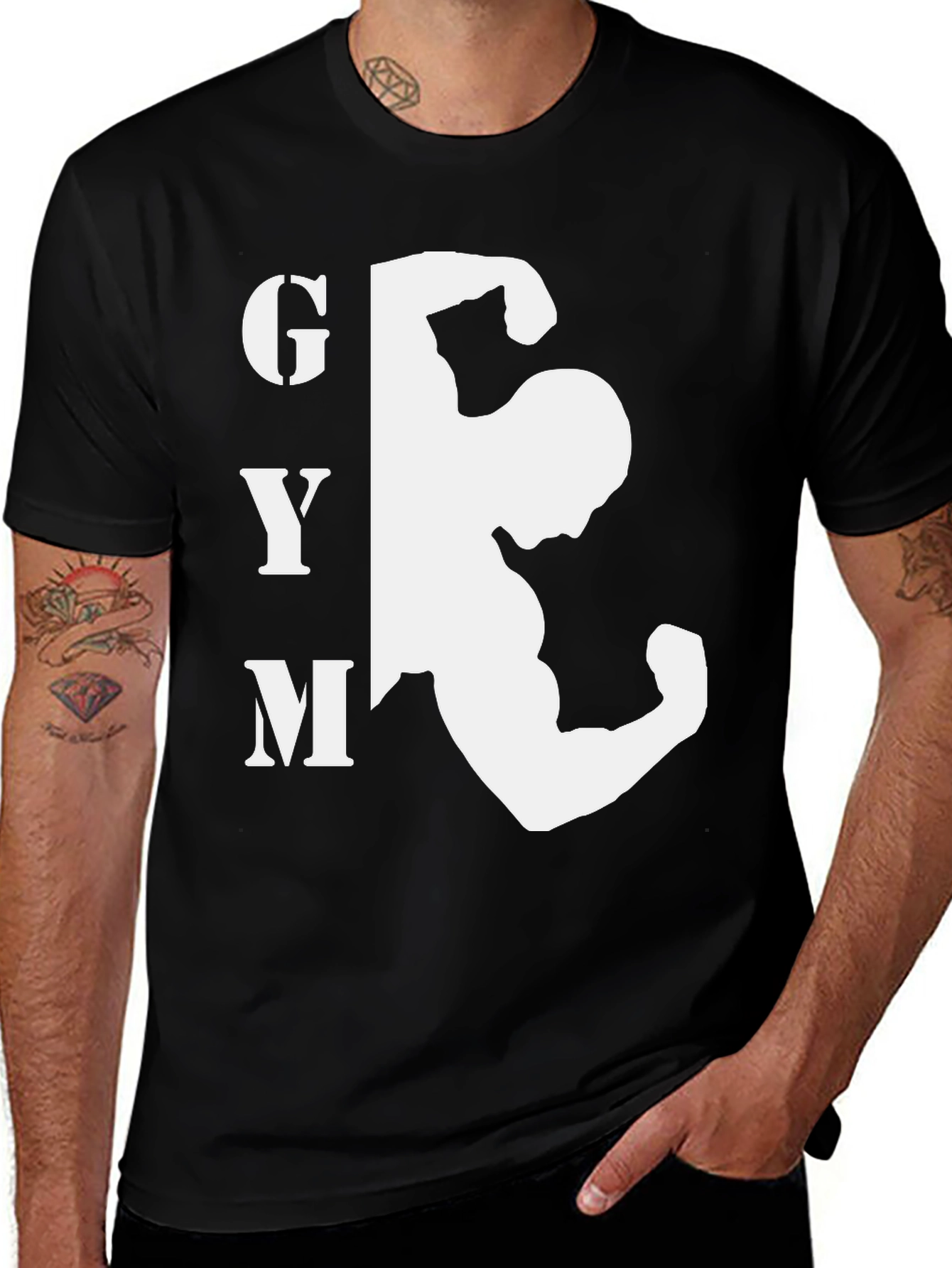 Variant 2 of Gym Bodybuilding Graphic Black T-Shirt