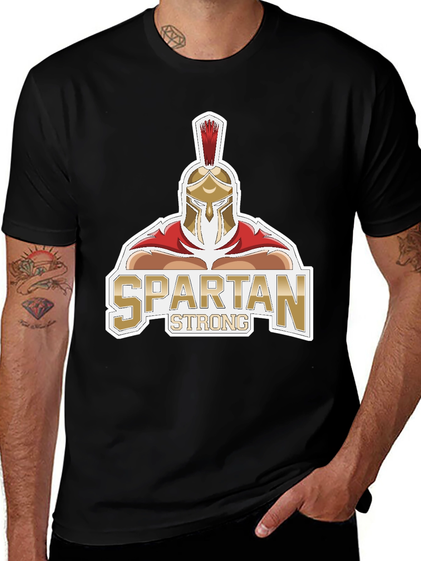 Variant 4 of Spartan Strong Black Graphic Tee