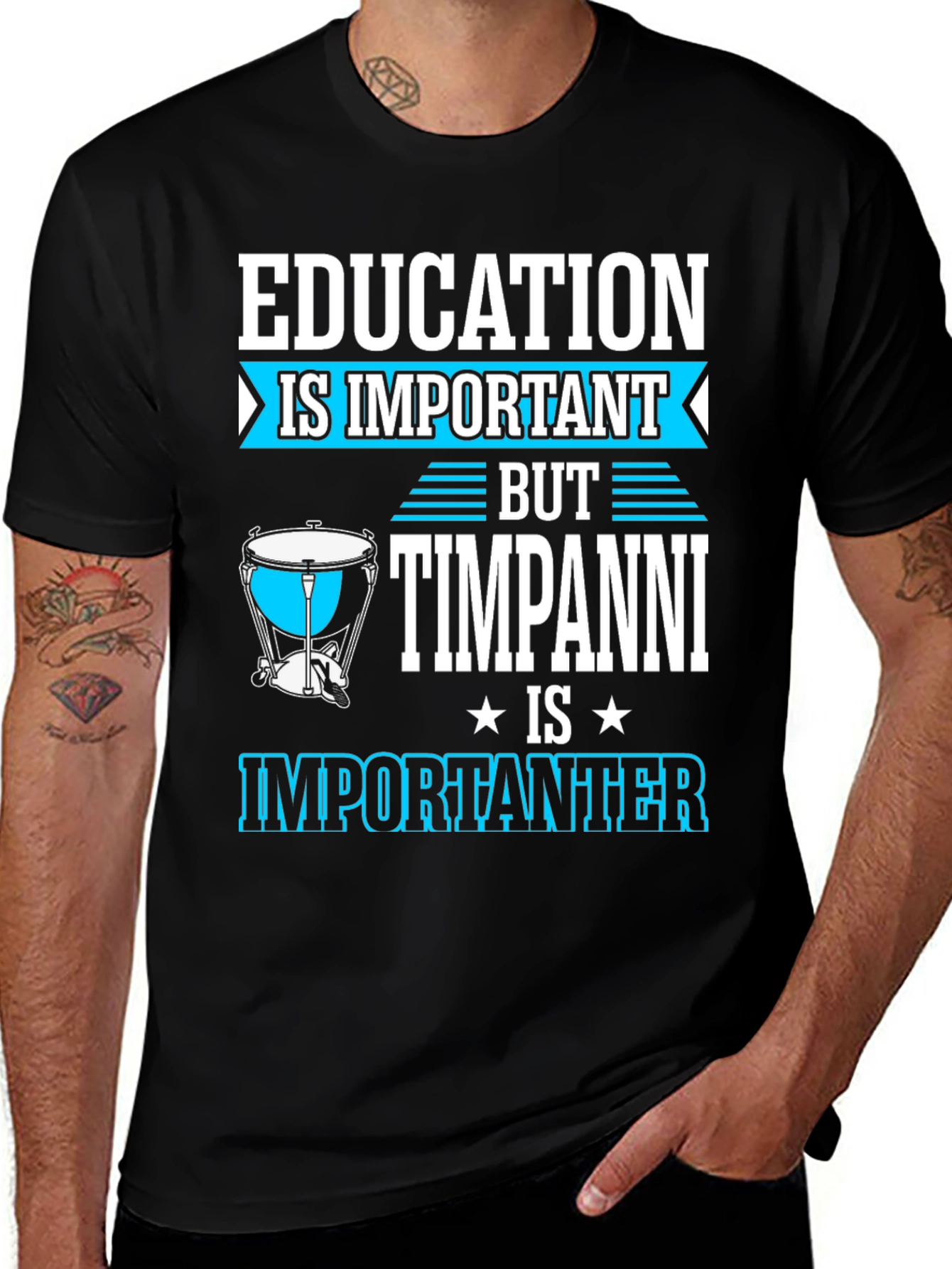 Education vs Timpani Funny Musician T-Shirt