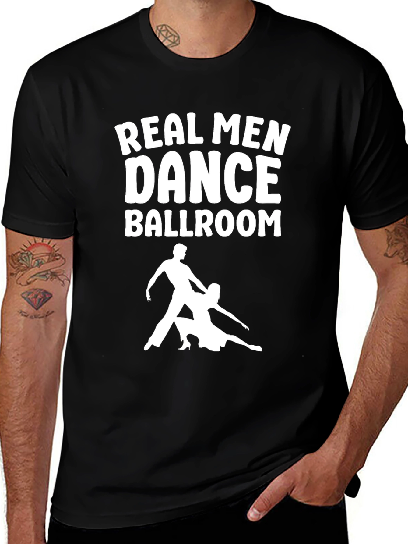 Variant 18 of Real Men Dance Ballroom T-Shirt - Black