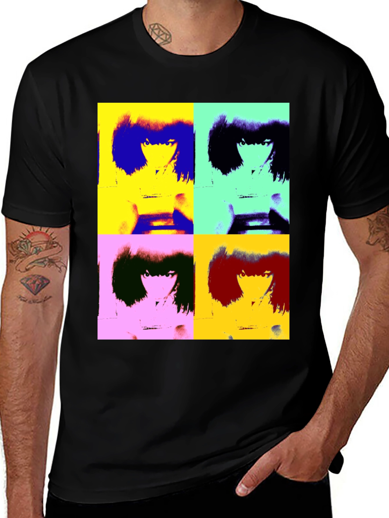 Variant 6 of Pop Art Graphic Tee - Retro Style Black T-Shirt
