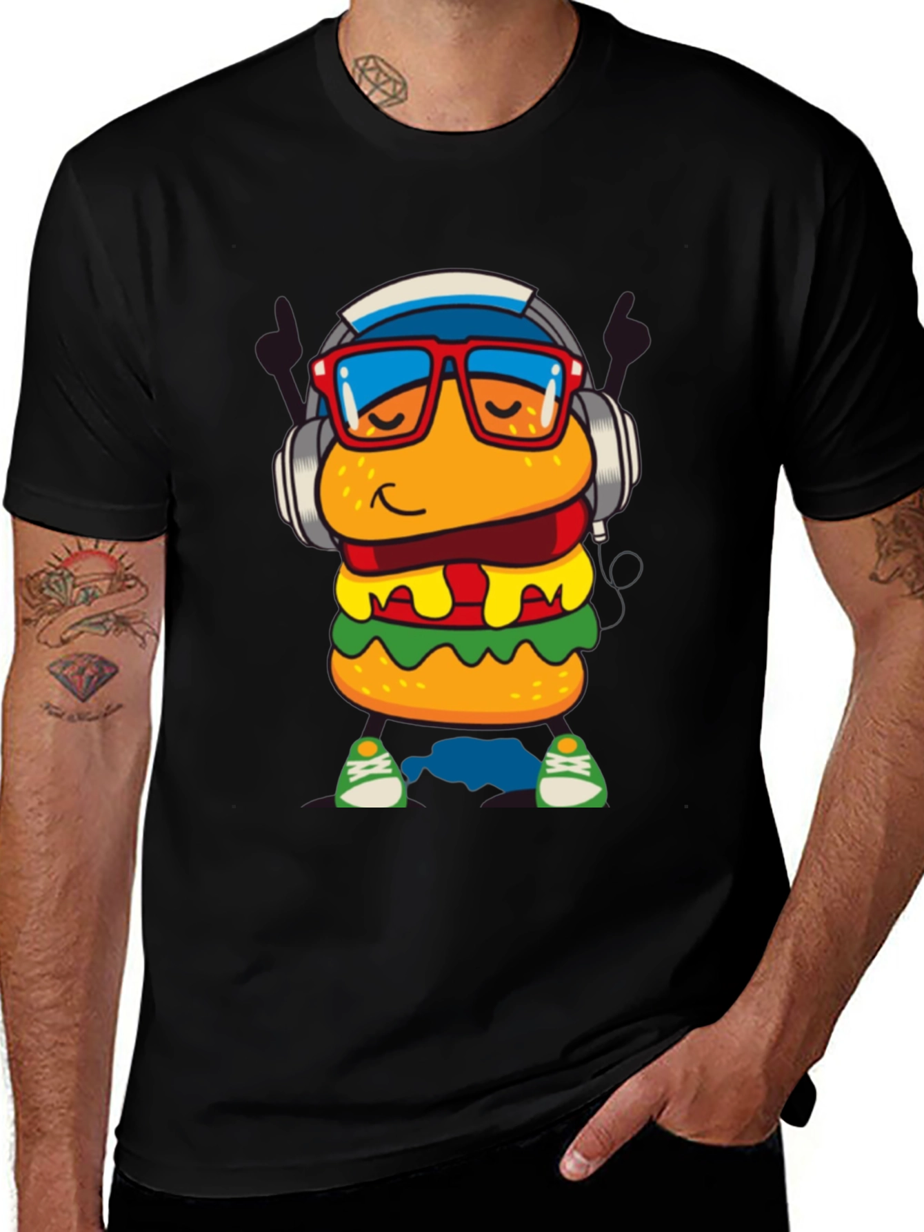 Variant 25 of Burger Dude Graphic Tee - Black Short Sleeve