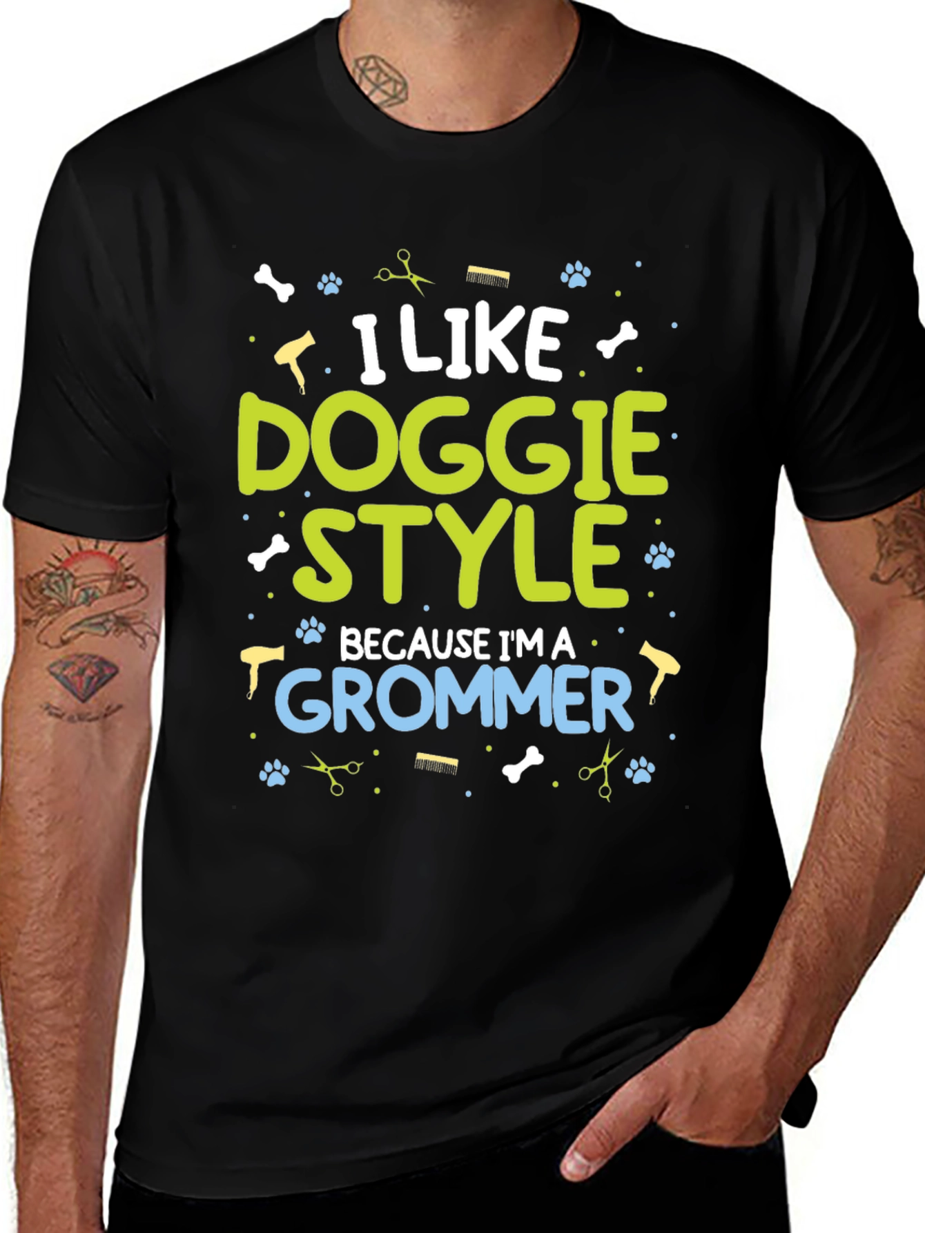 Variant 11 of I Like Doggie Style Groomer Graphic Tee