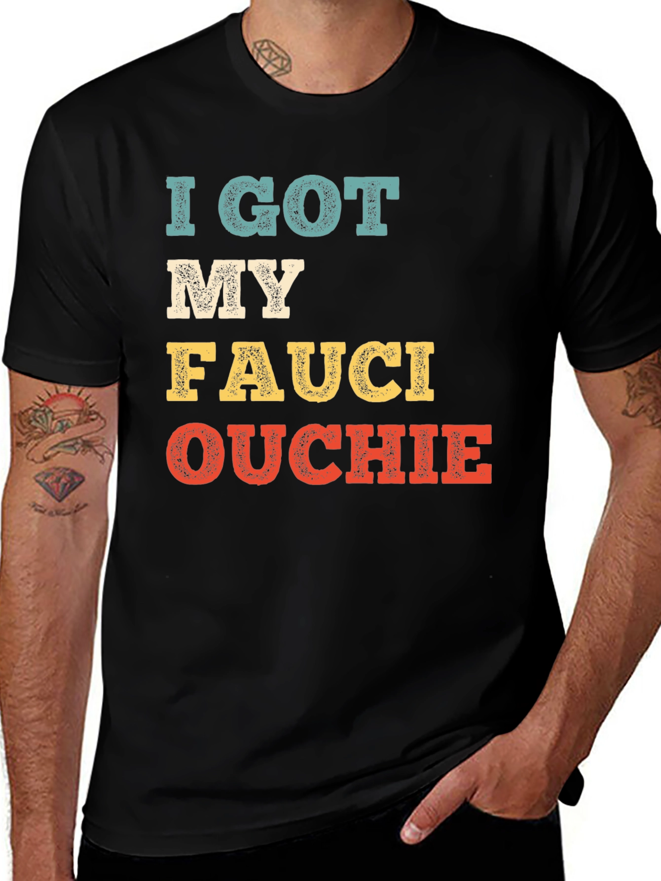 Black I Got My Fauci Ouchie T-Shirt main image