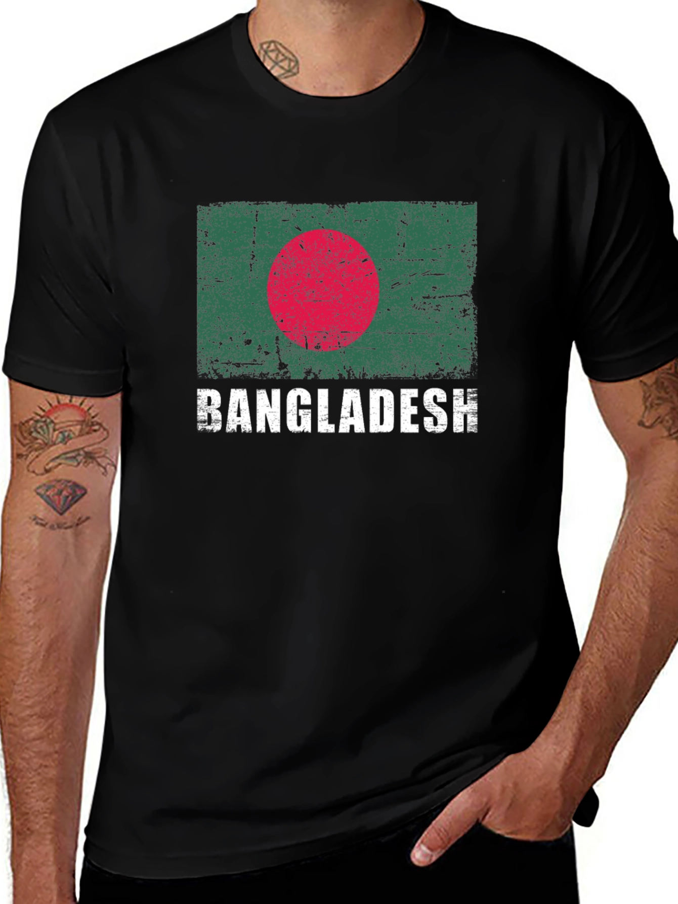 Bangladesh Flag T-Shirt - Distressed Style