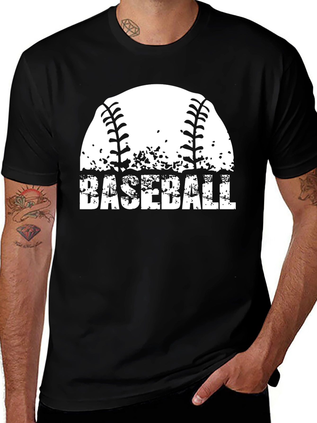 Variant 4 of Baseball Graphic T-Shirt - Distressed Design