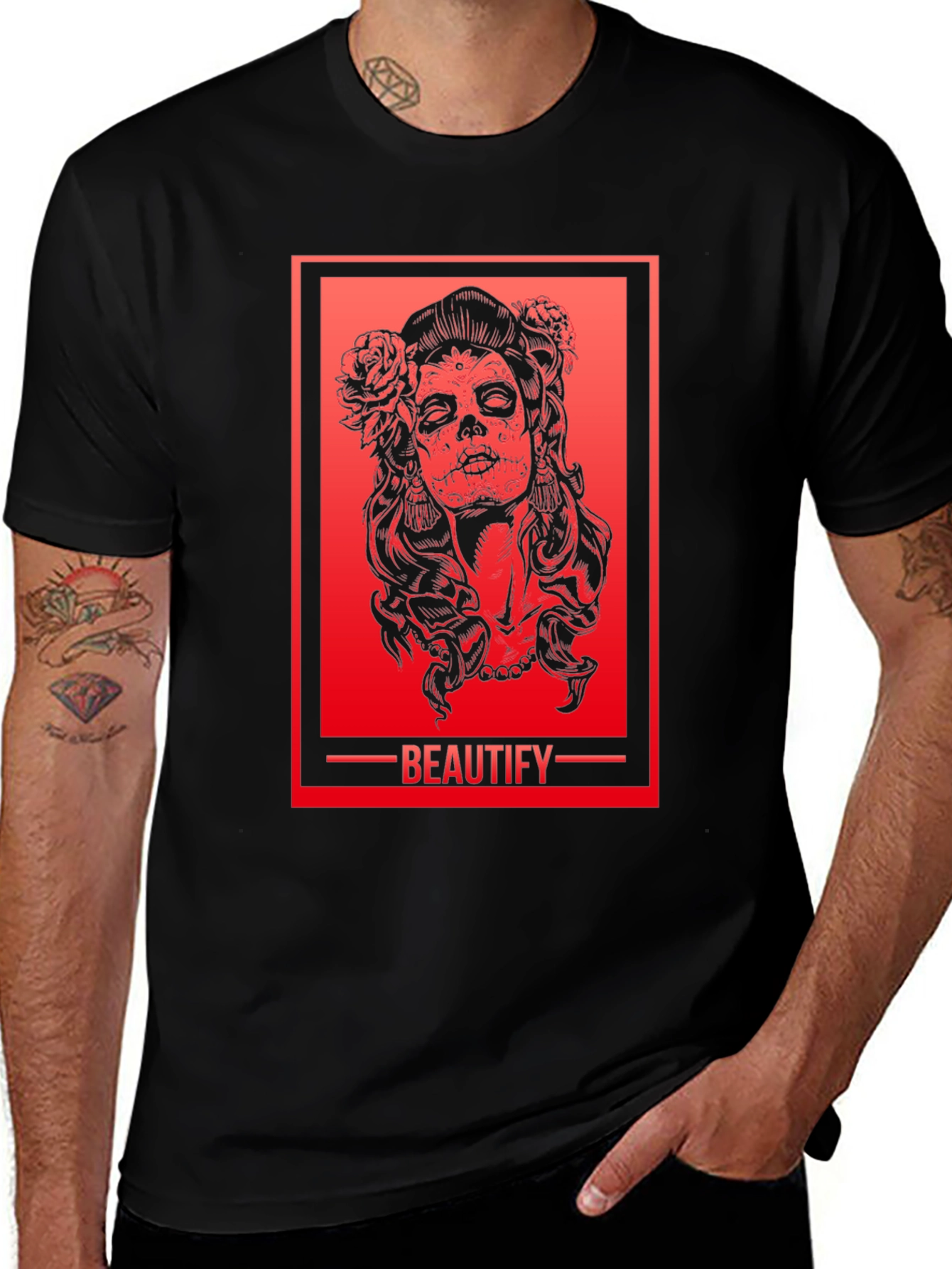 Variant 28 of Beautify Sugar Skull Woman Graphic Tee