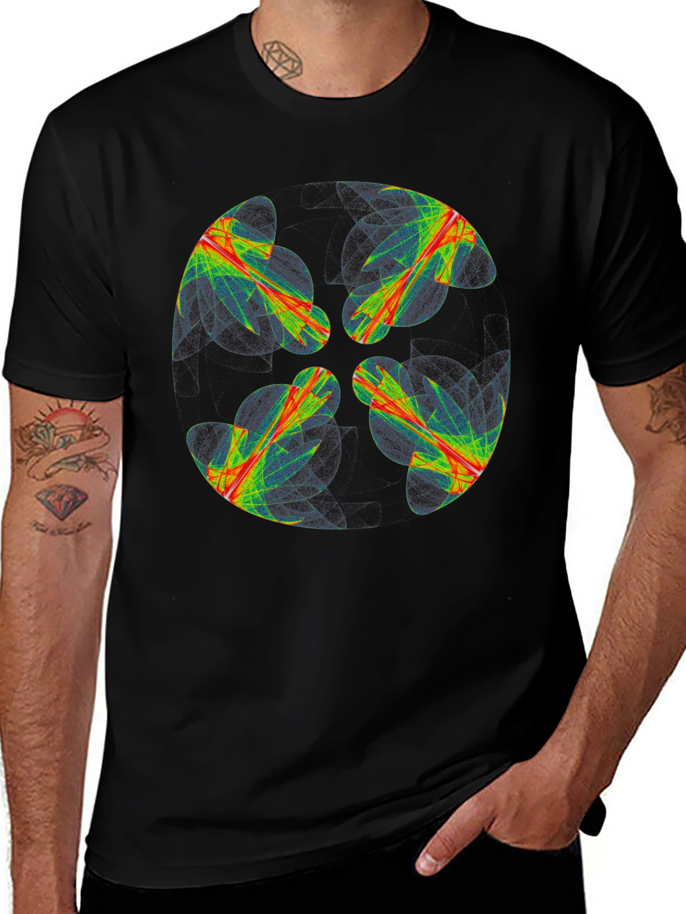 Variant 26 of Abstract Graphic Tee - Black Short Sleeve Crew Neck