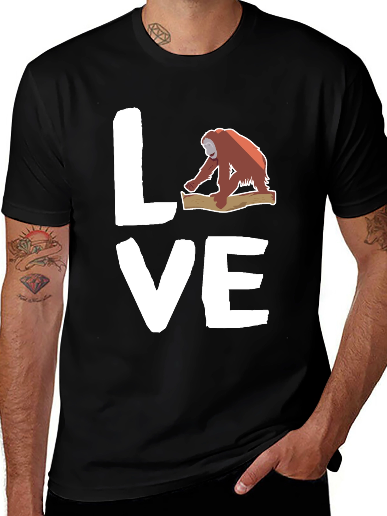 Variant 15 of Orangutan Love Graphic Tee - Black Cotton T-Shirt