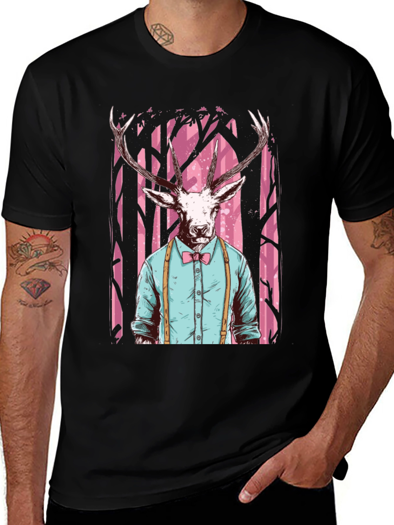 Variant 13 of Deer Head Graphic Tee - Unique Animal Print Shirt
