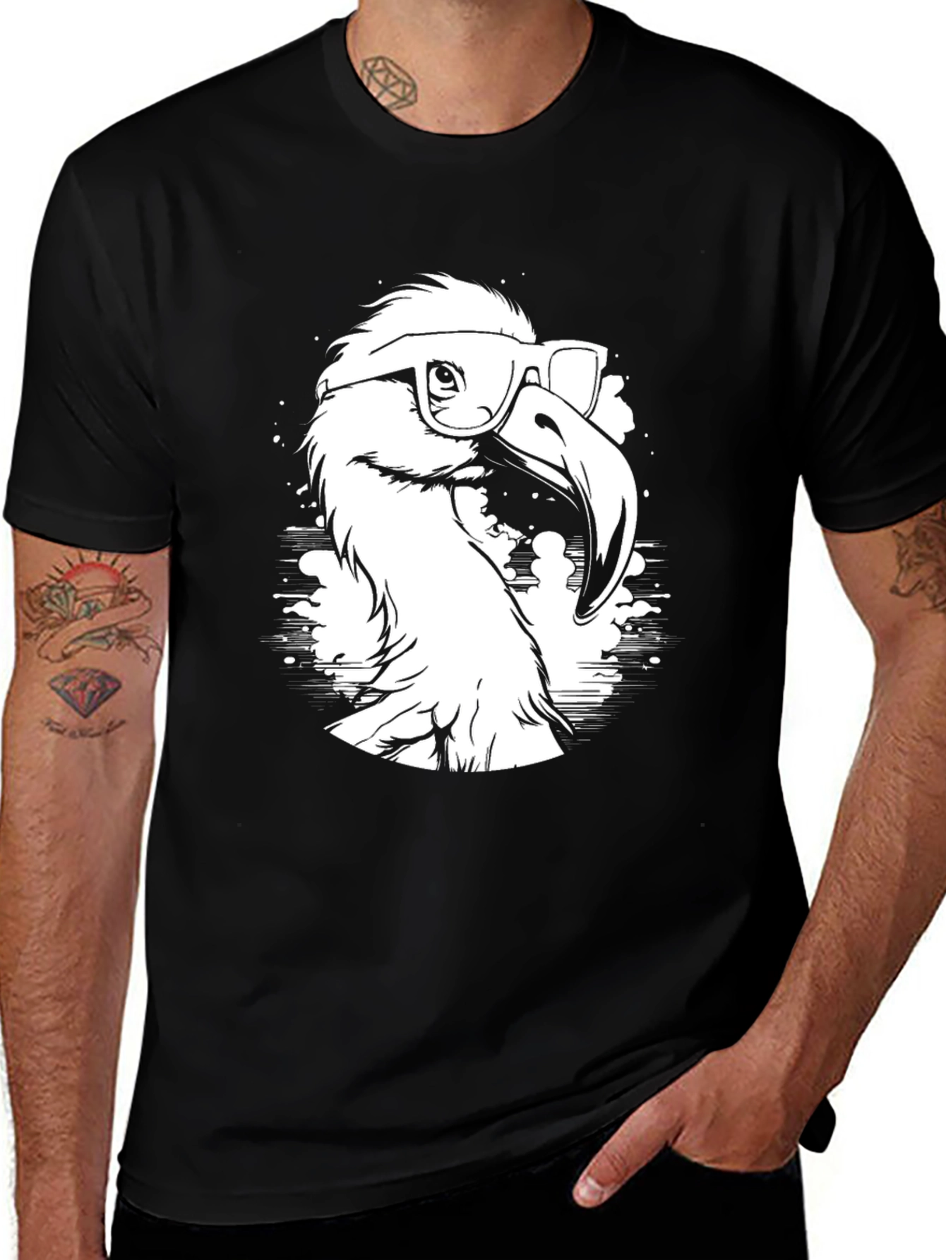 Variant 17 of Cool Vulture Graphic T-Shirt - Black Cotton Tee