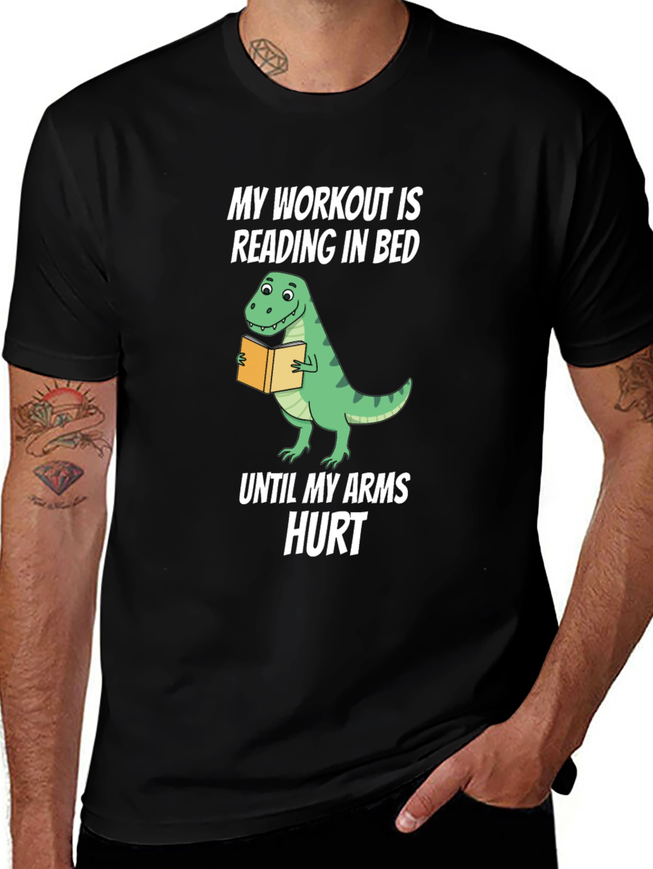 Variant 22 of Reading Dinosaur T-Shirt: Funny Workout Tee