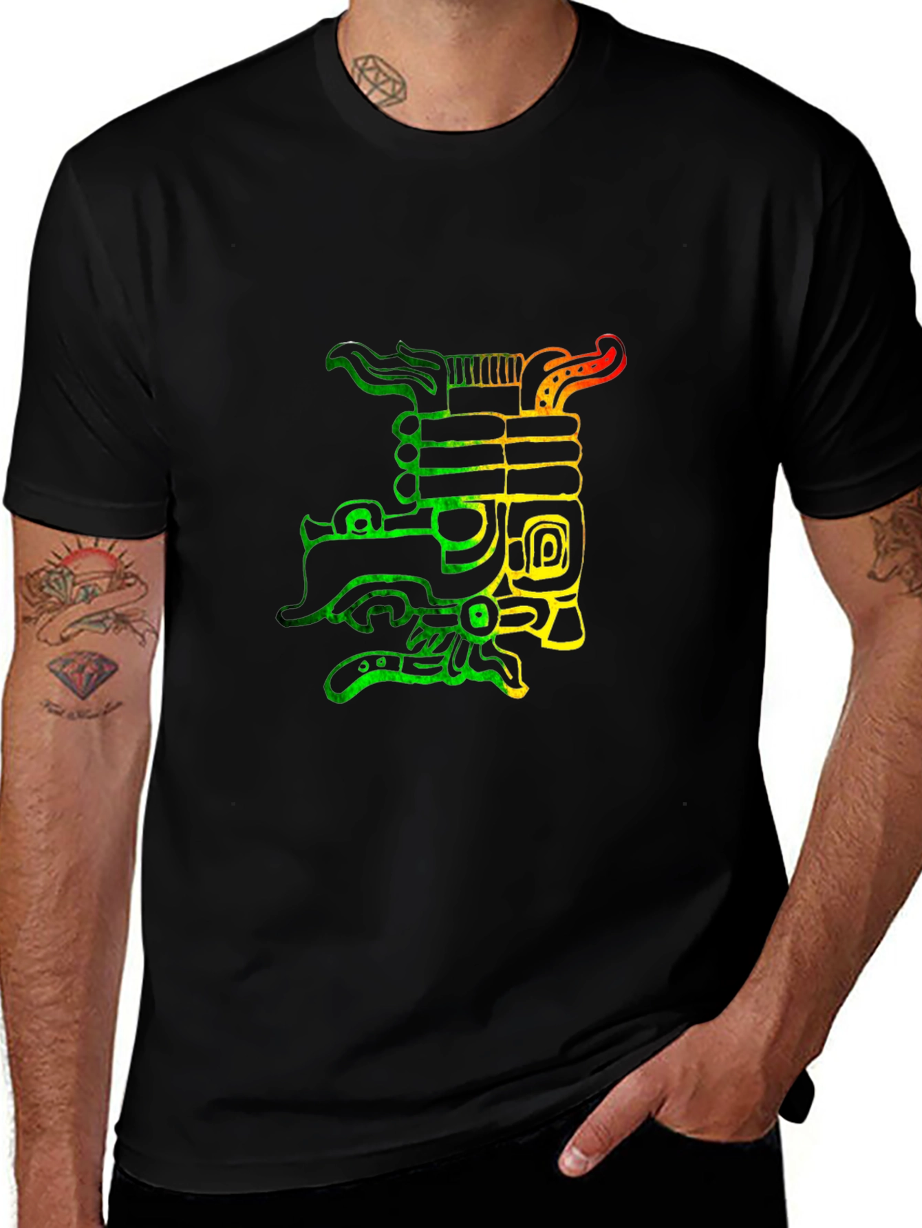 Variant 3 of Rasta Aztec Dragon Graphic T-Shirt