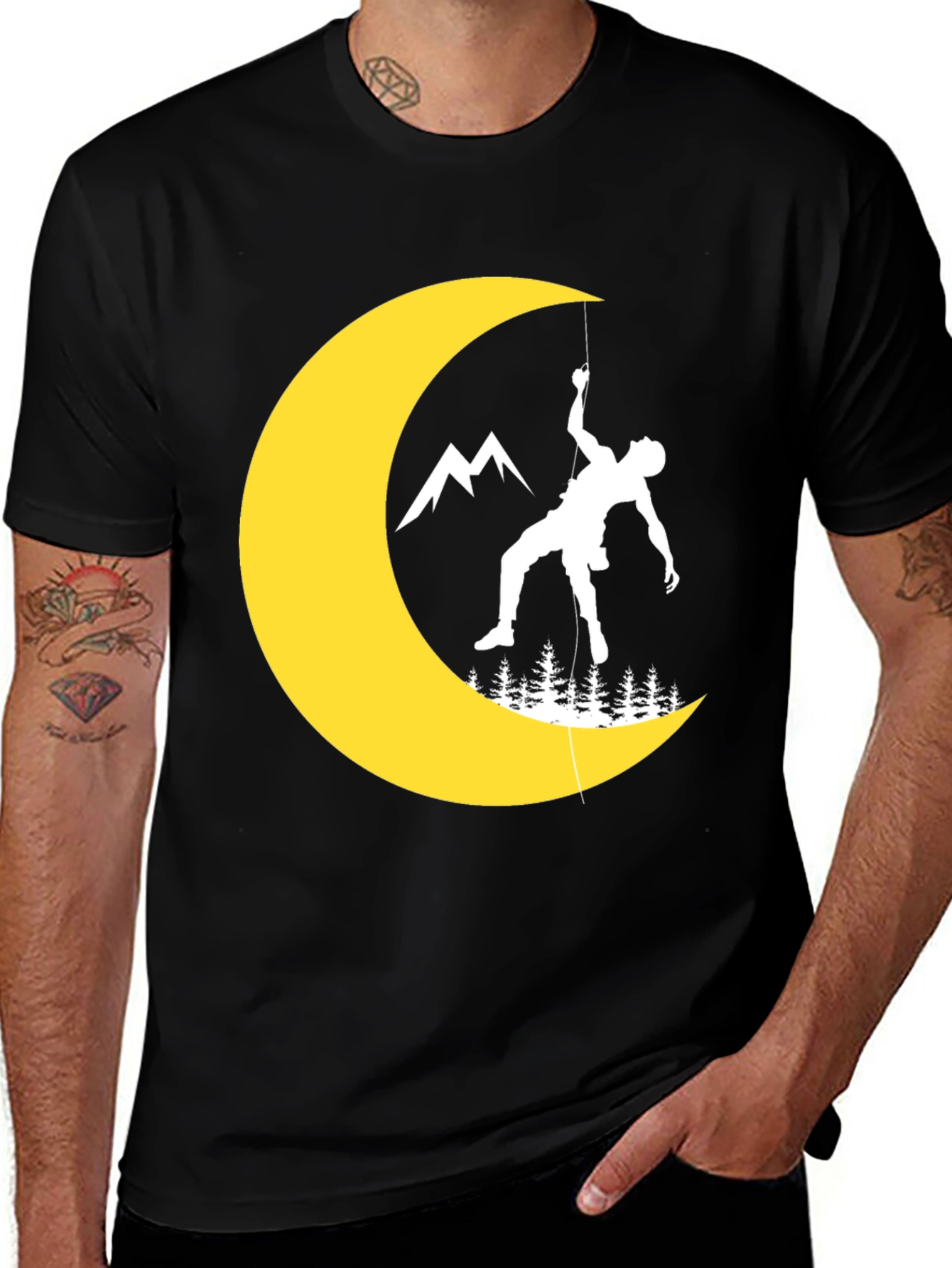 Variant 23 of Climbing Moon Graphic Tee - Black