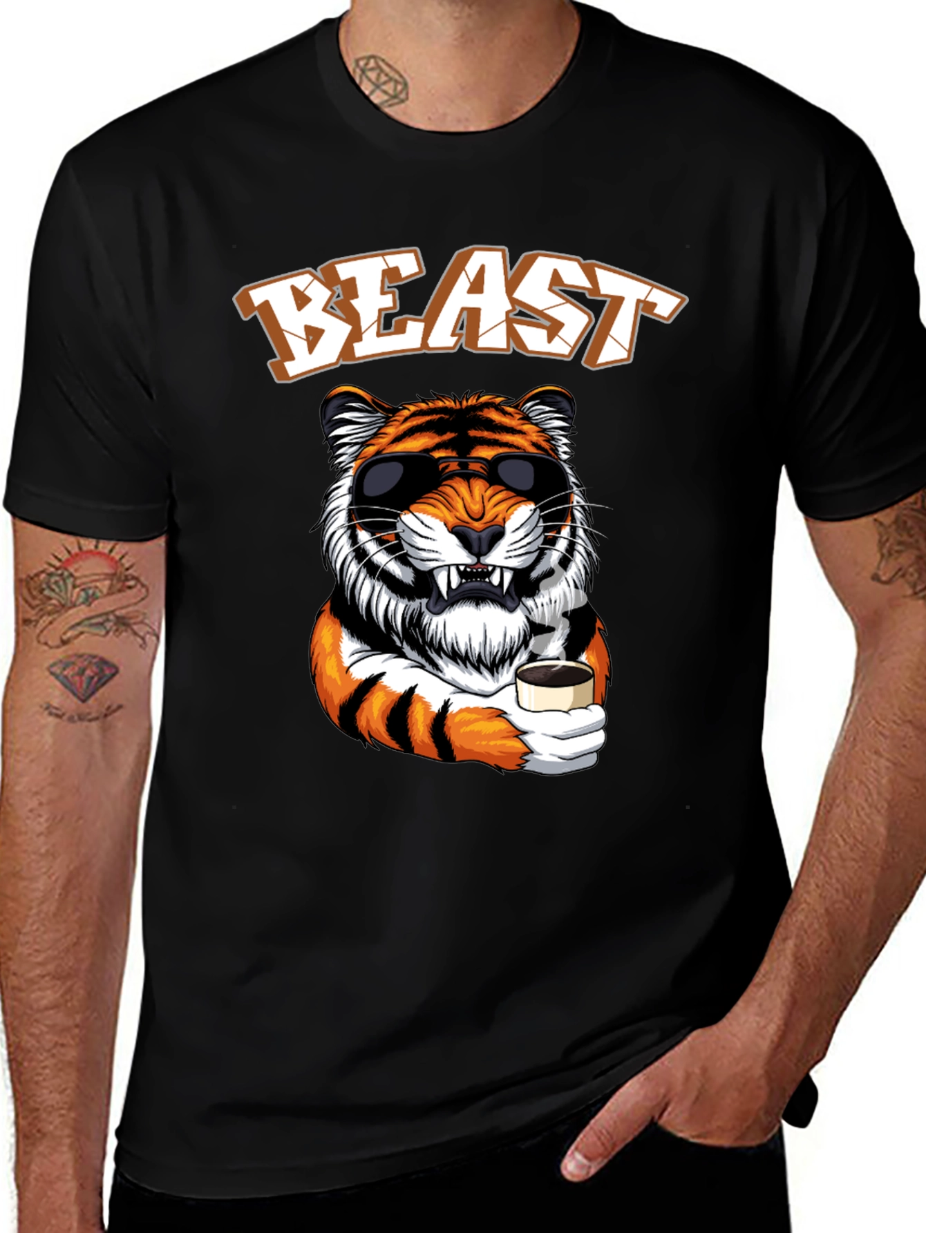 Variant 24 of Beast Mode Tiger Graphic Tee - Cool Animal Design