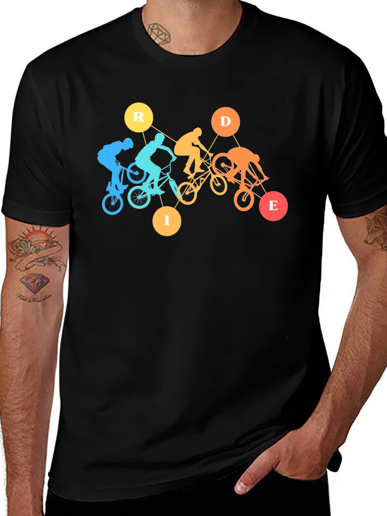 Variant 11 of Ride Graphic T-Shirt: Black Cotton Tee for Cyclists