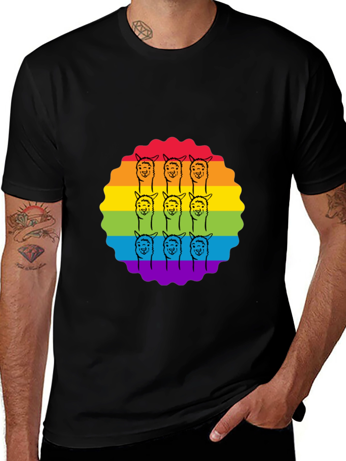Variant 29 of Rainbow Llama Pride T-Shirt - Soft Cotton