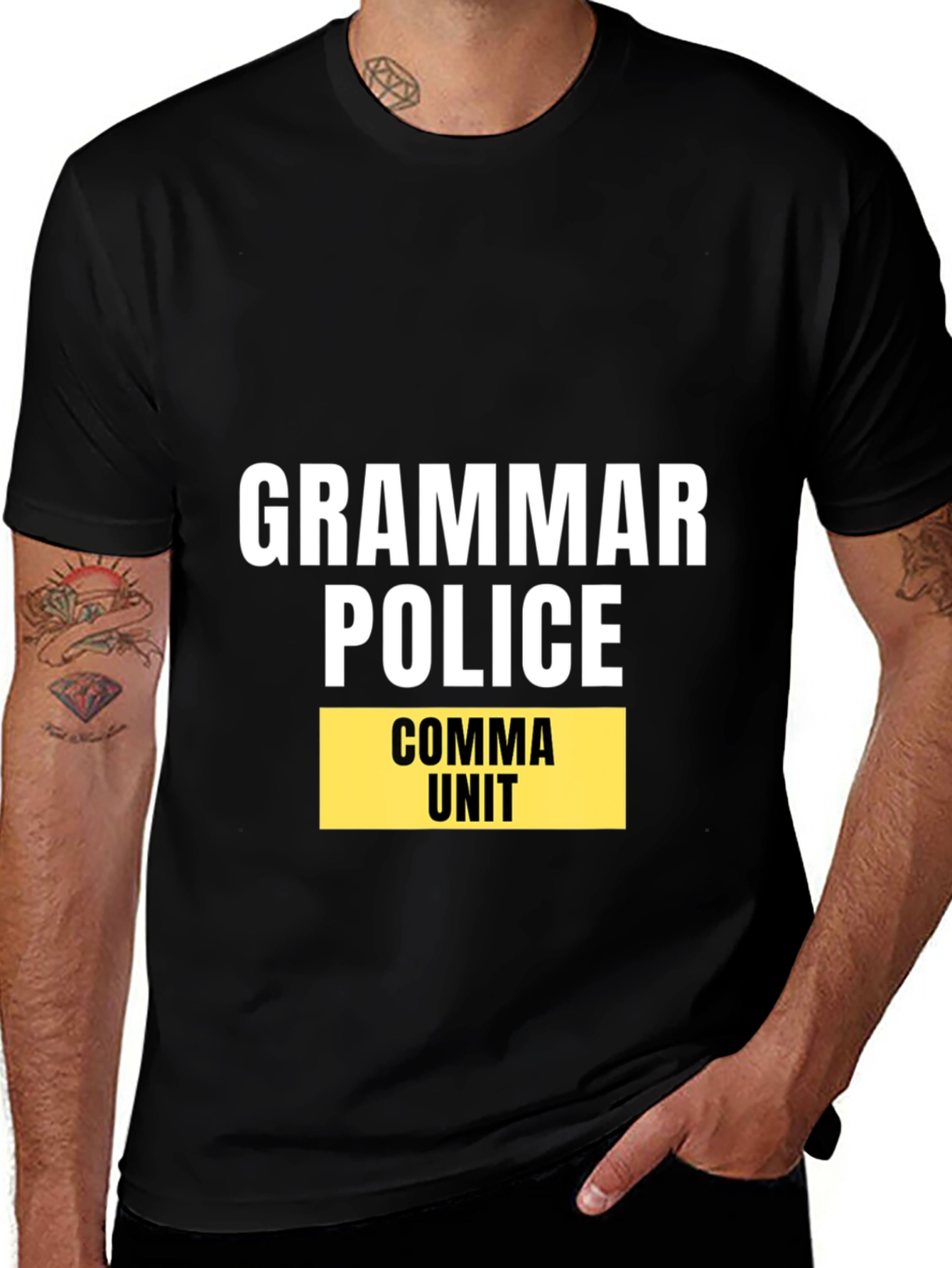 Grammar Police Comma Unit Black T-Shirt