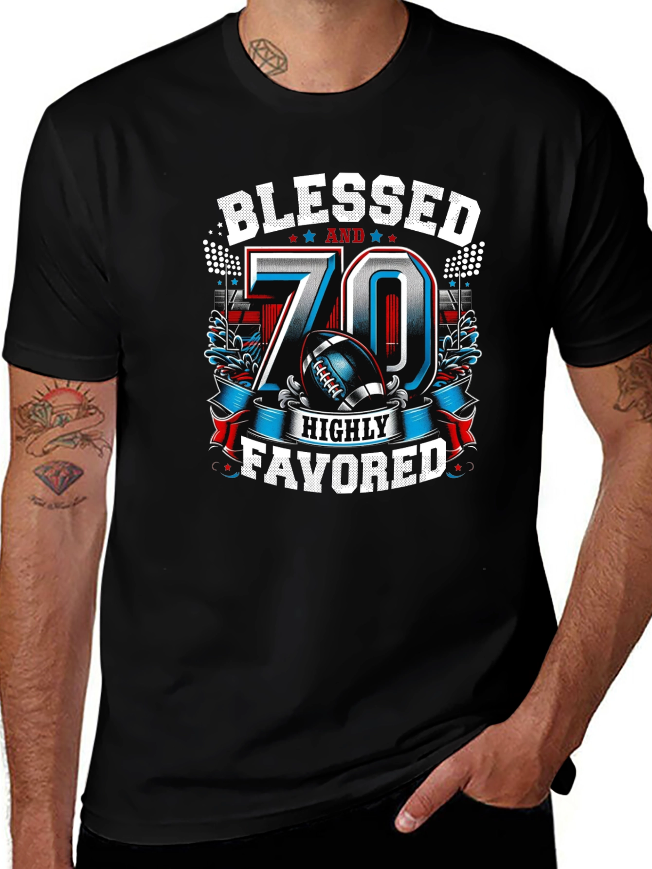 Variant 8 of Blessed 70th Birthday Football T-Shirt