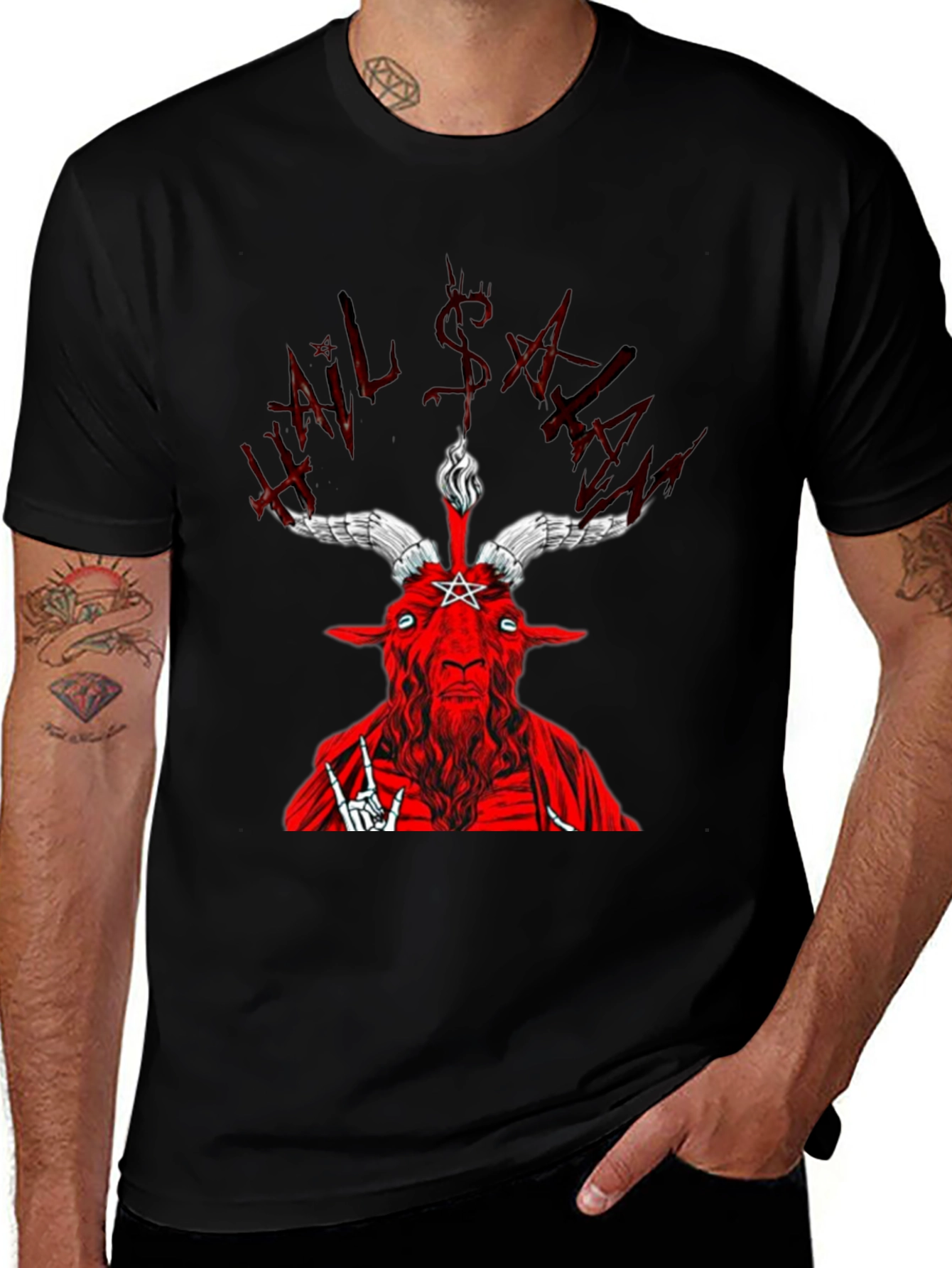 Hail Satan Graphic Tee - Black T-Shirt