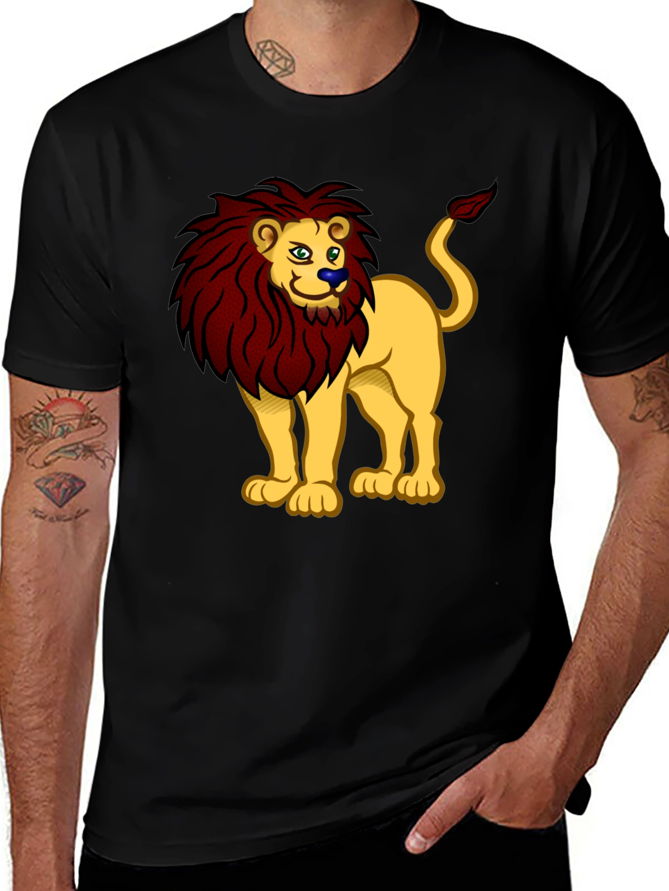 Variant 28 of Cartoon Lion Graphic Tee - Unisex Black T-Shirt