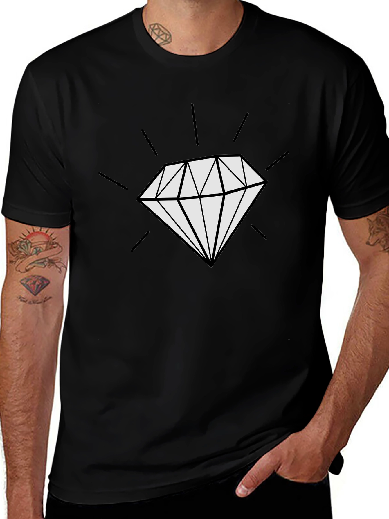 Variant 23 of Diamond Graphic Black Tee - Modern Style