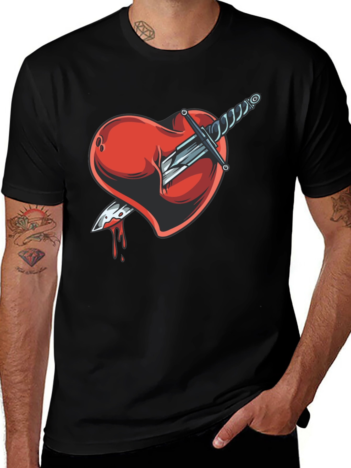 Variant 5 of Heart & Dagger Black T-Shirt
