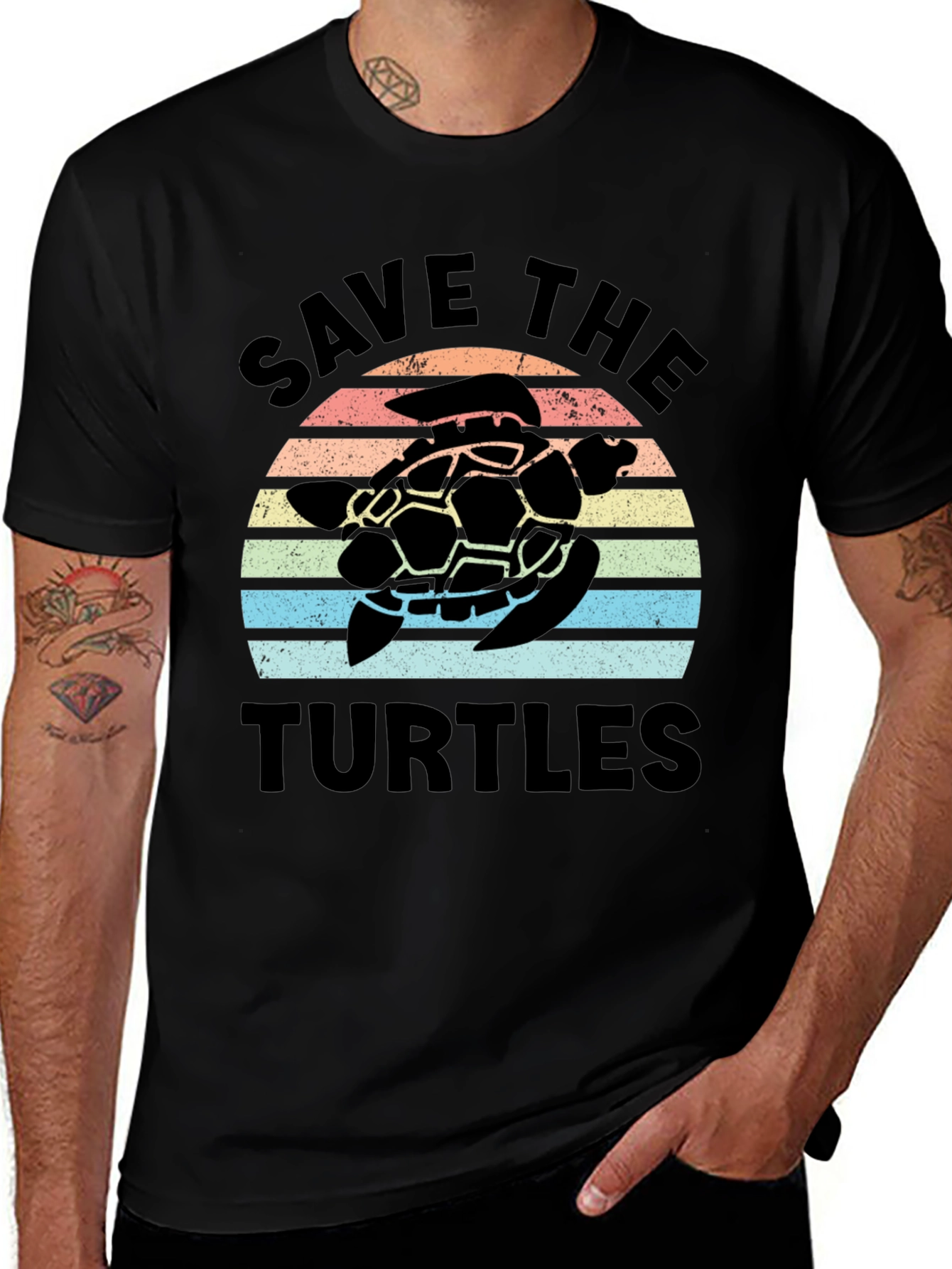 Variant 8 of Save the Turtles Retro Sunset Graphic T-Shirt